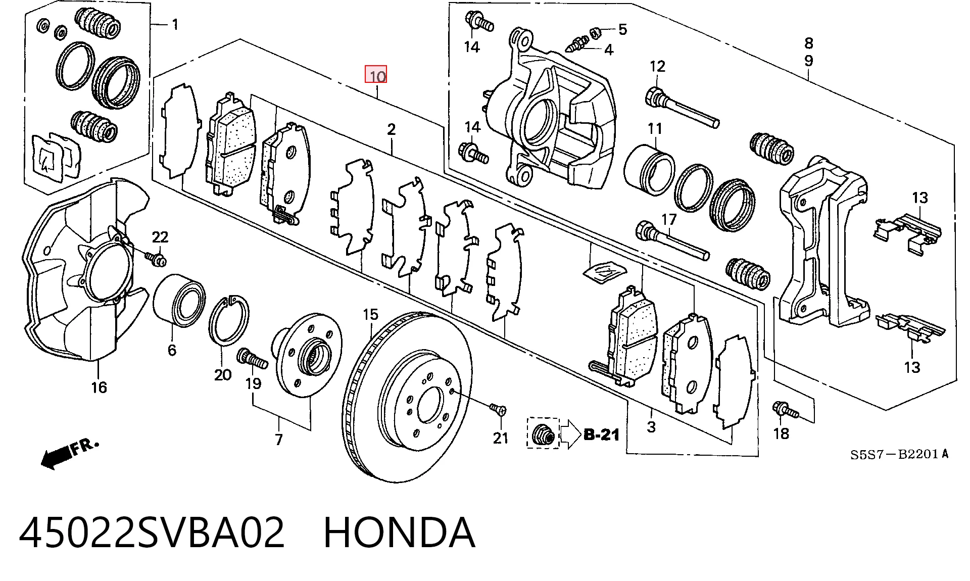 45022SVBA02 Honda Колодки передние