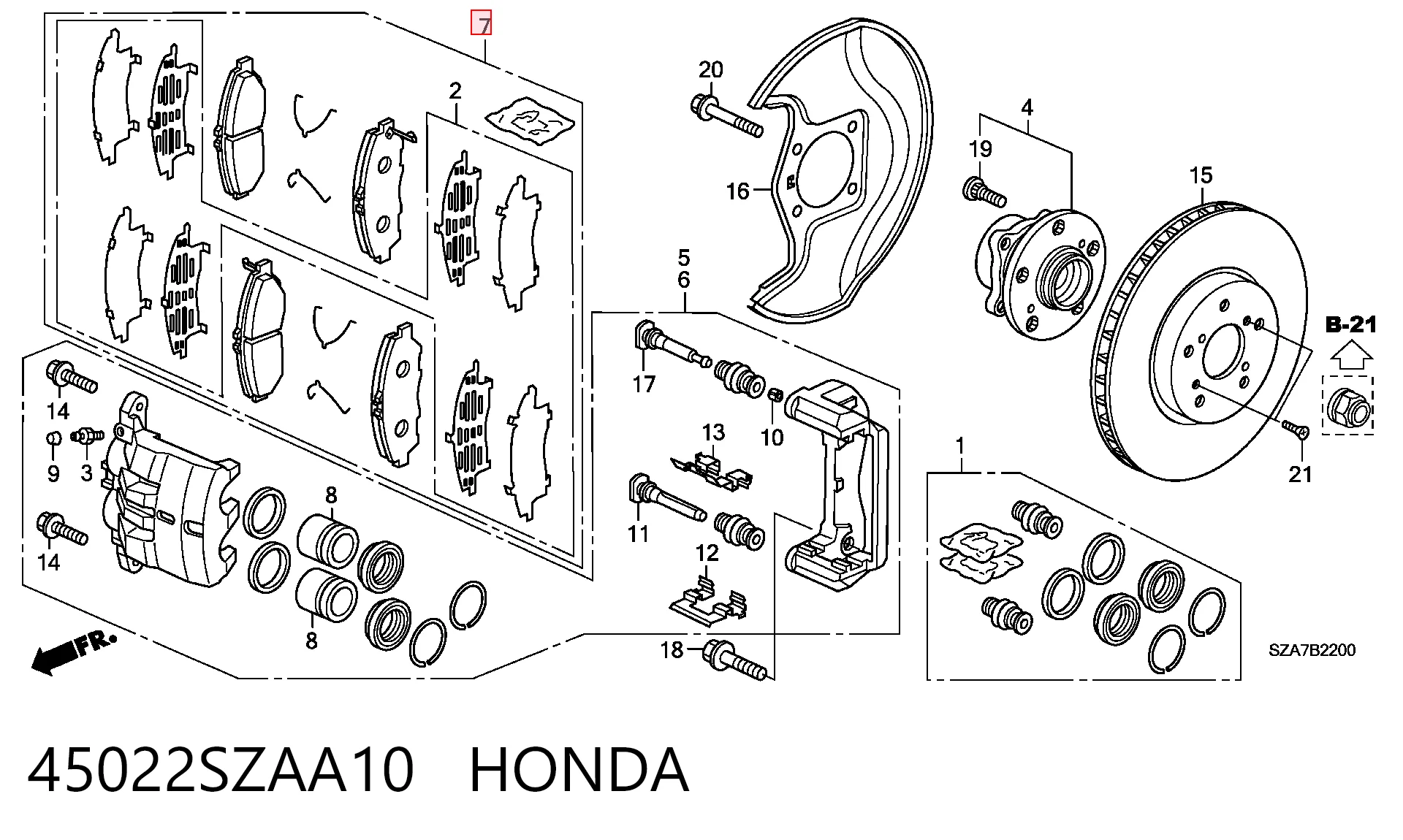 45022SZAA10 Honda Колодки передние