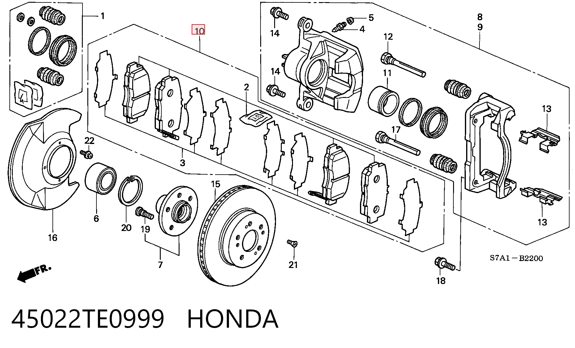 45022TE0999 Honda Колодки передние