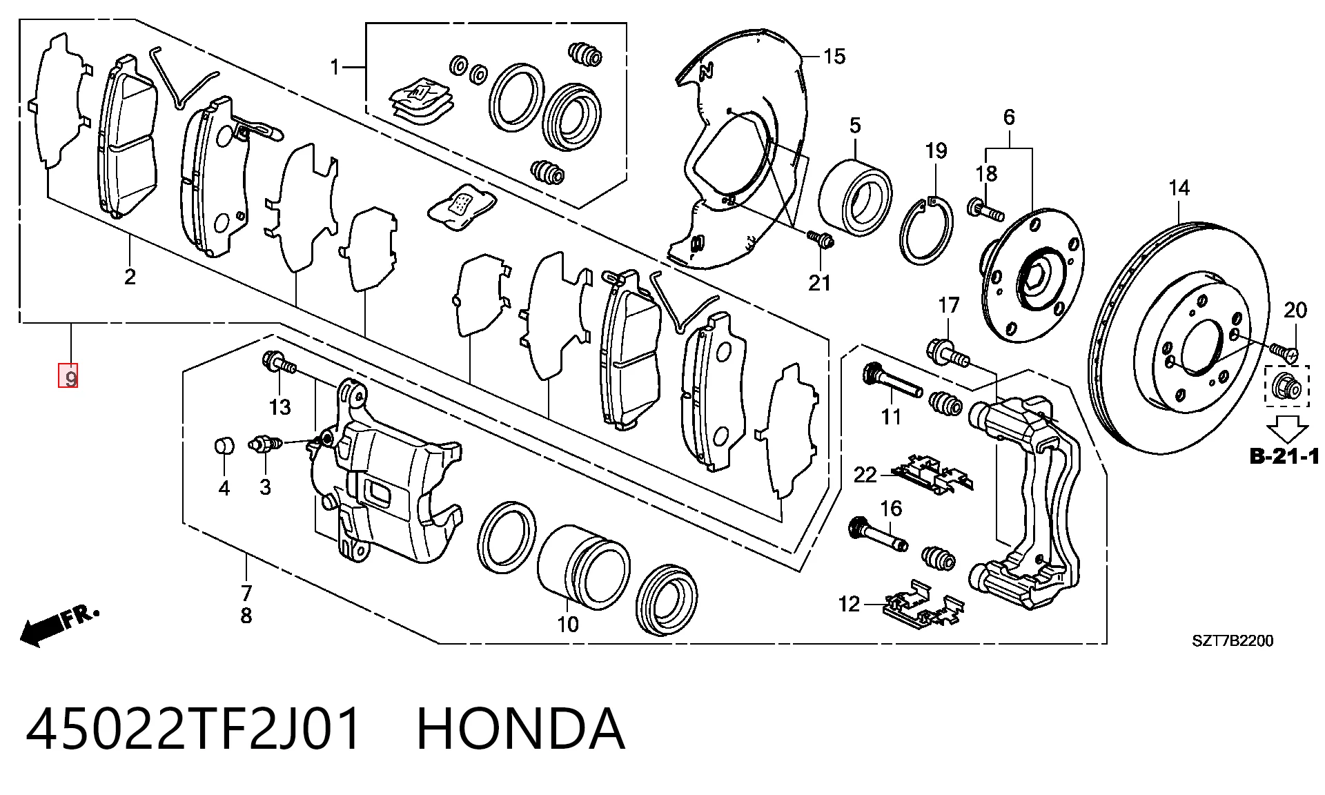 45022TF2J01 Honda Колодки передние