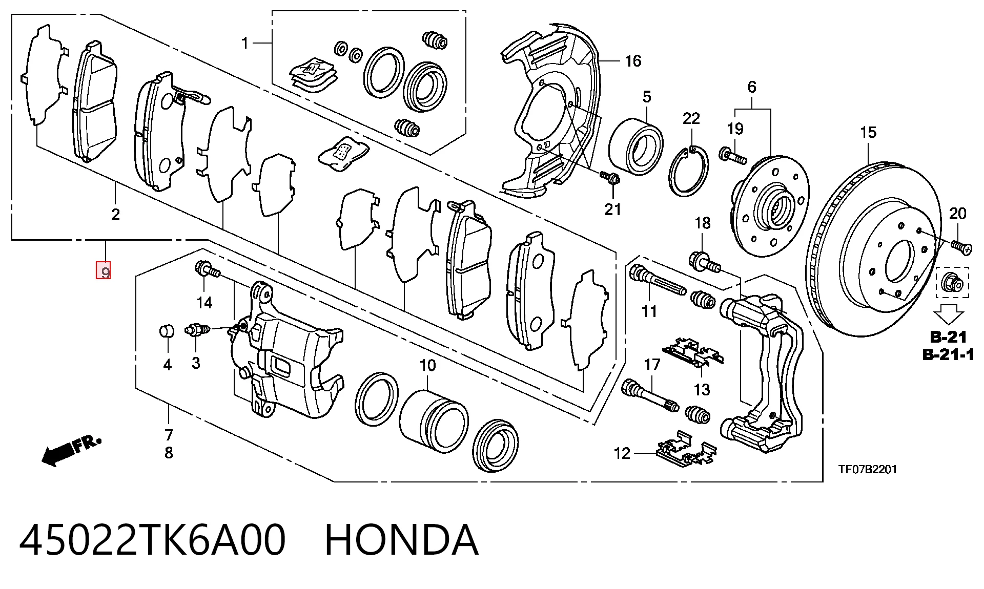 45022TK6A00 Honda Колодки передние