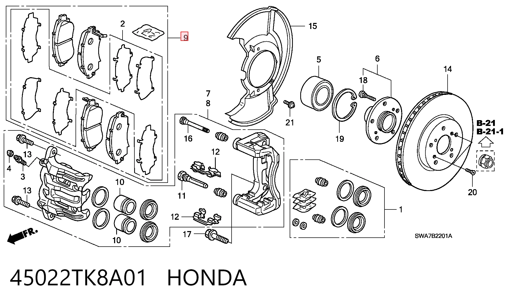 45022TK8A01 Honda Колодки передние