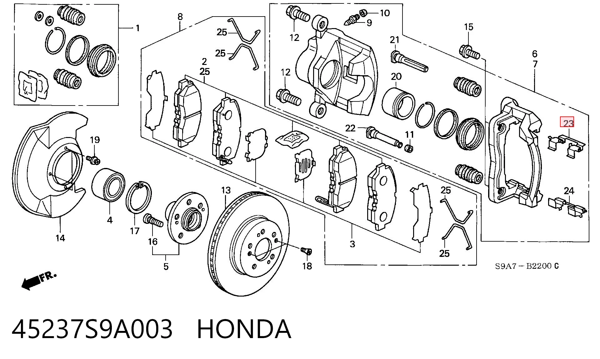 45237S9A003 Honda Пластина крепления тормозной колодки