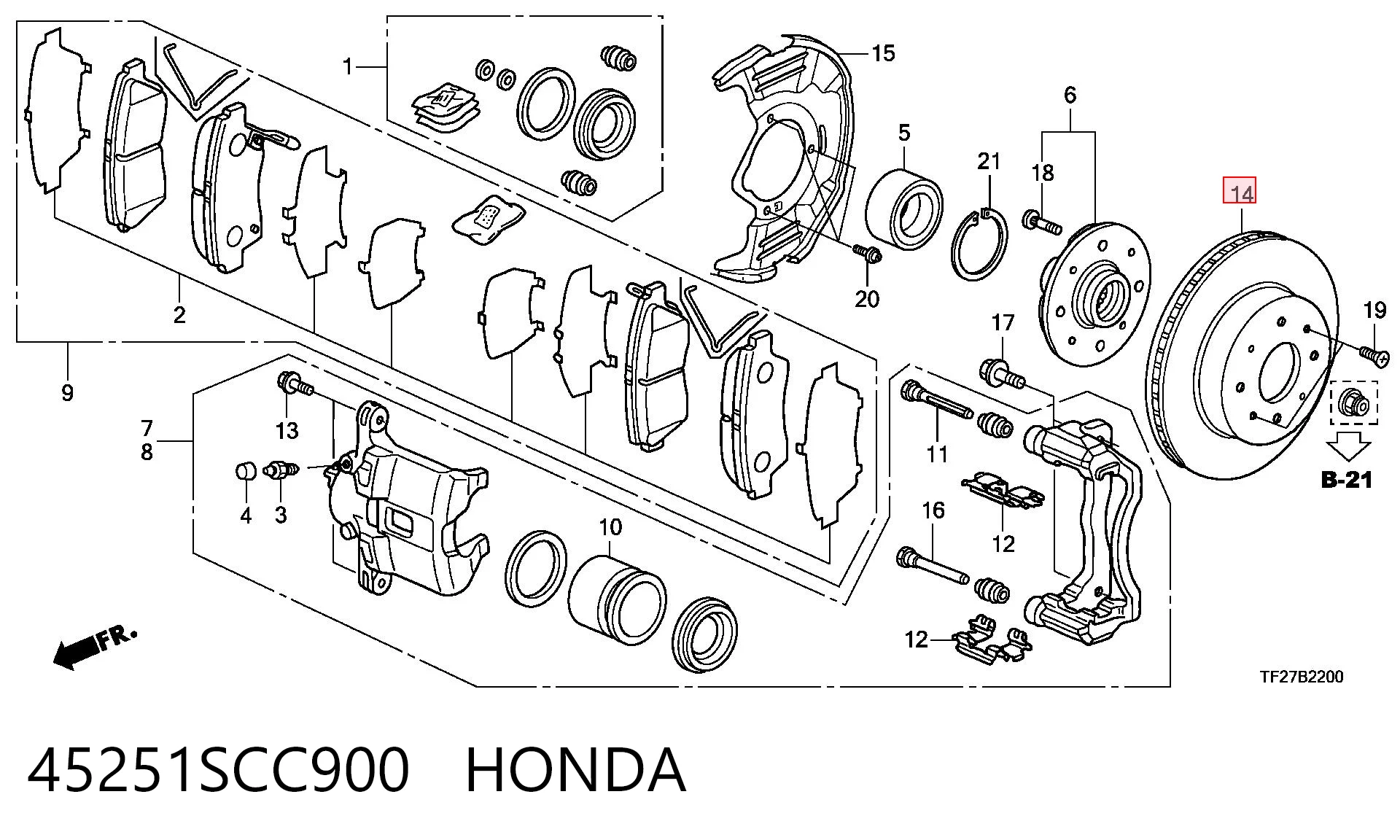 45251SCC900 Honda Диск тормозной передний