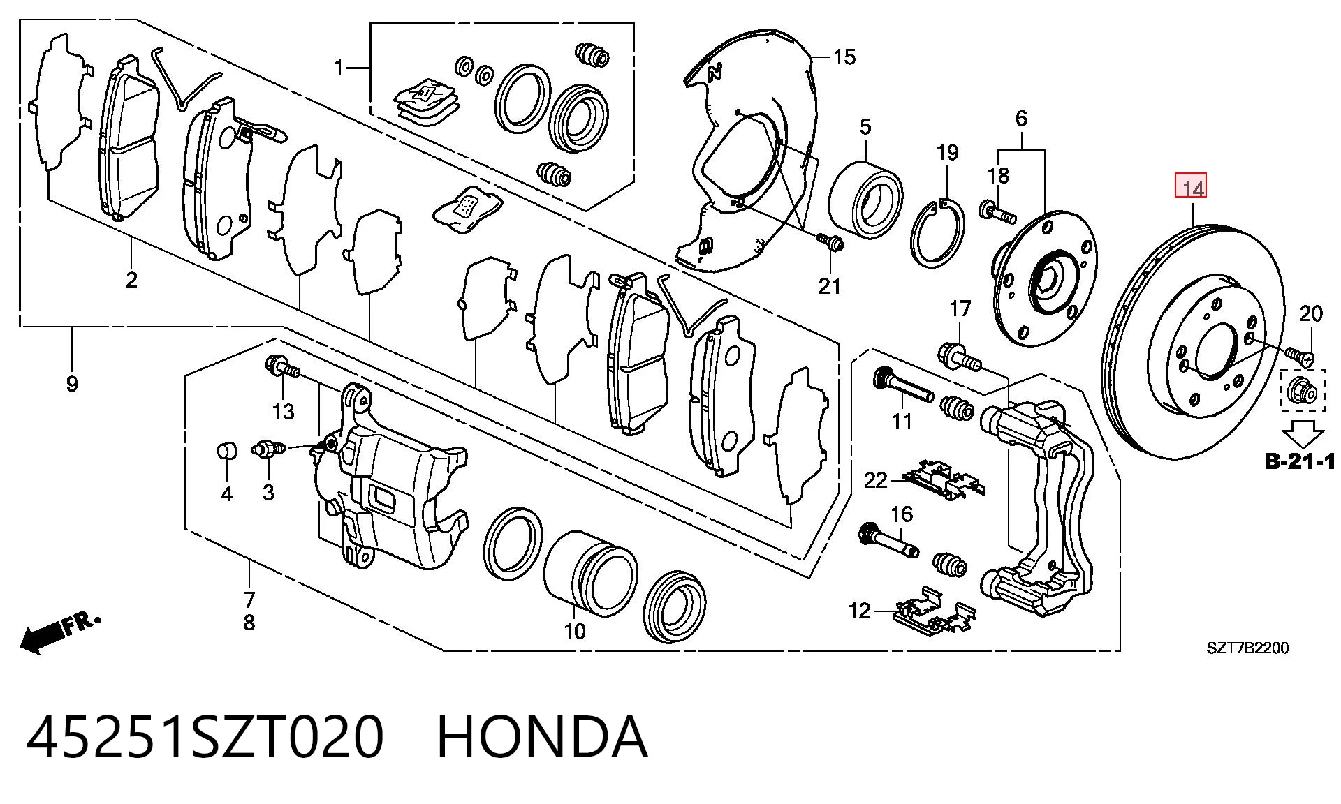 45251SZT020 Honda Диск тормозной передний