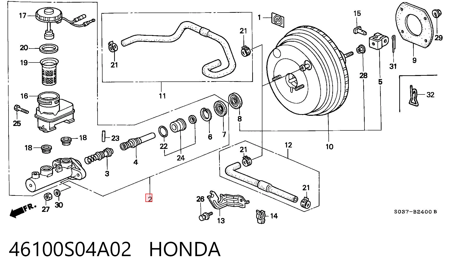 46100S04A02 Honda Цилиндр тормозной, главный