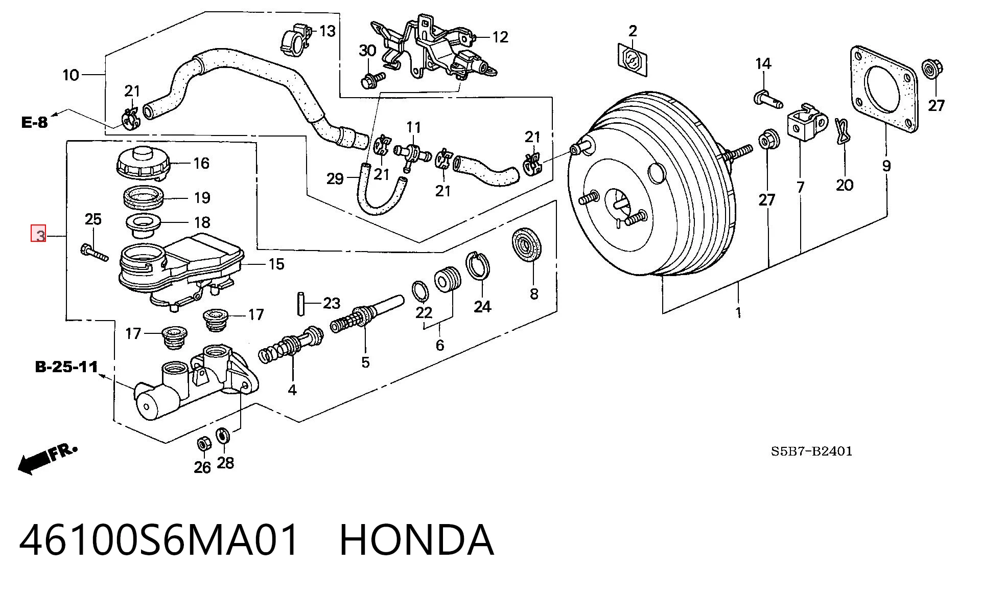 46100S6MA01 Honda Цилиндр тормозной, главный