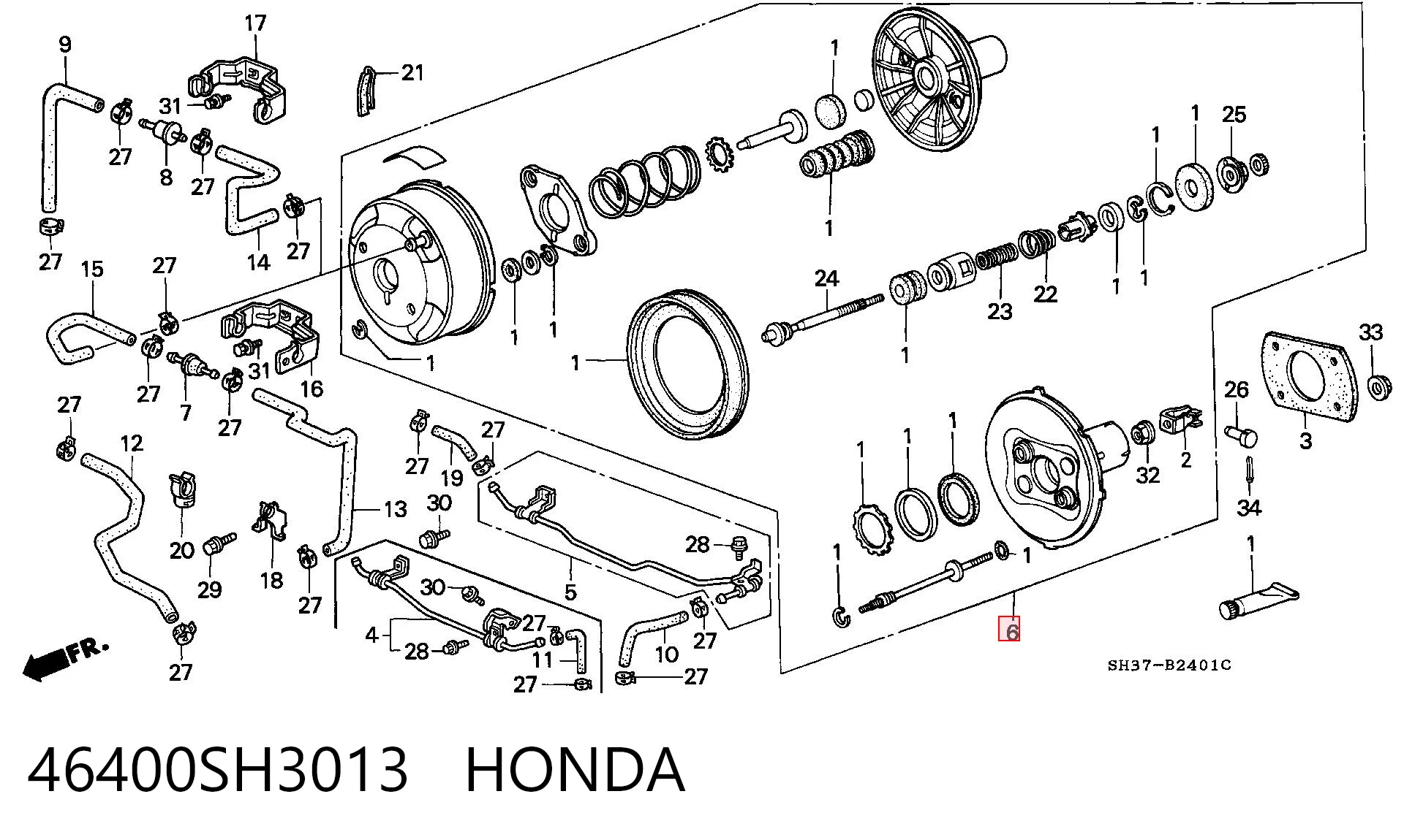 46400SH3013 Honda Усилитель тормоза вакуумный