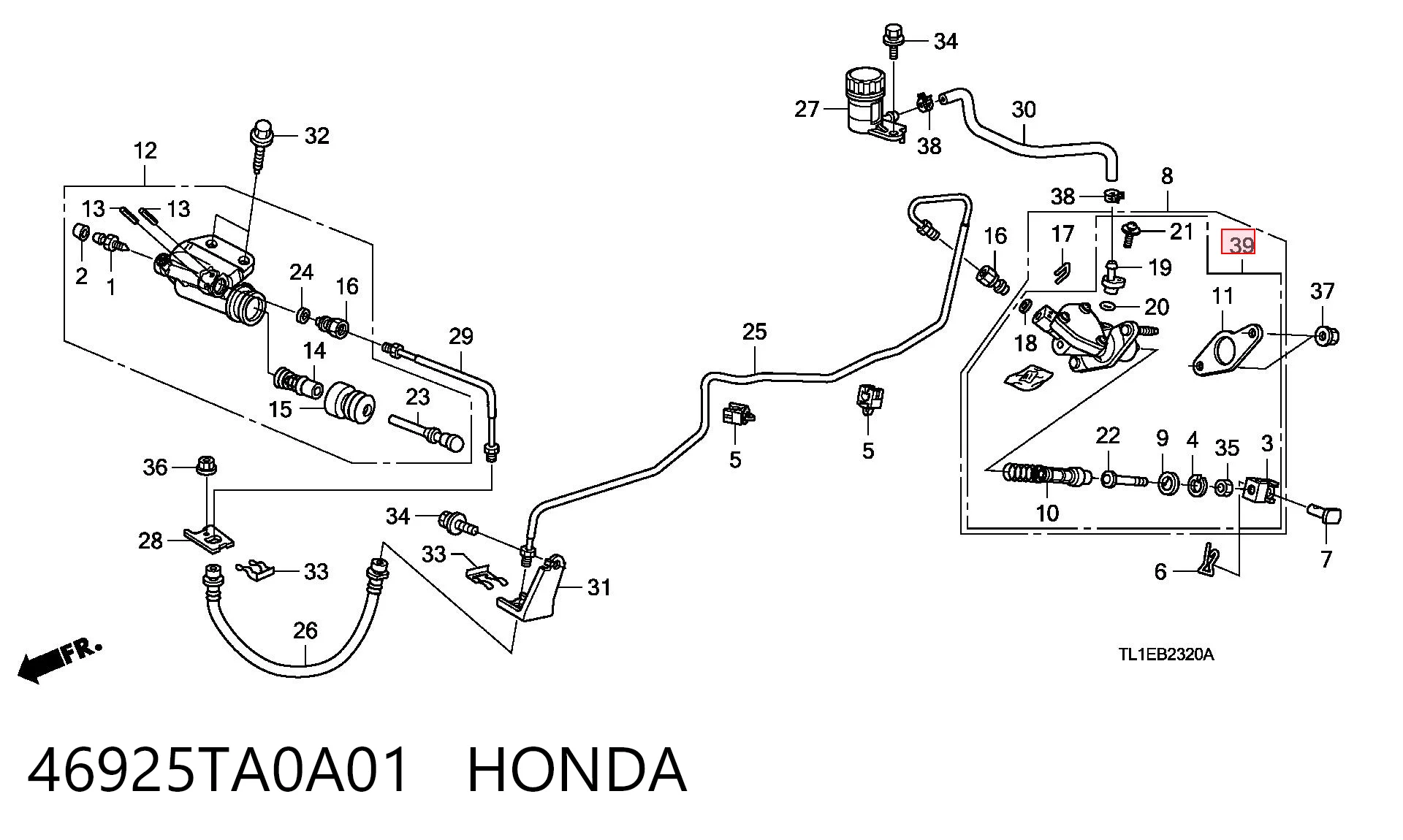 46925TA0A01 Honda Цилиндр сцепления, главный