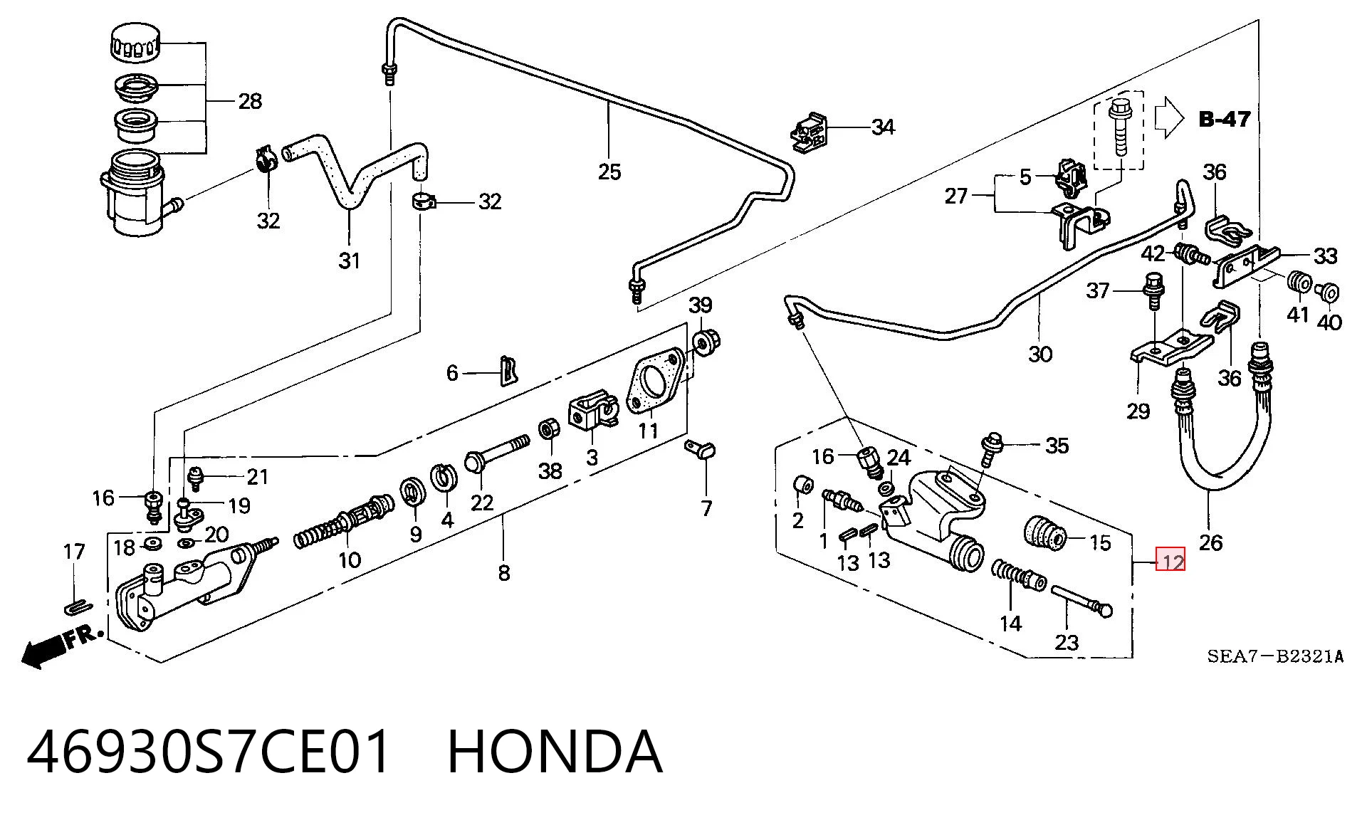46930S7CE01 Honda Рабочий цилиндр