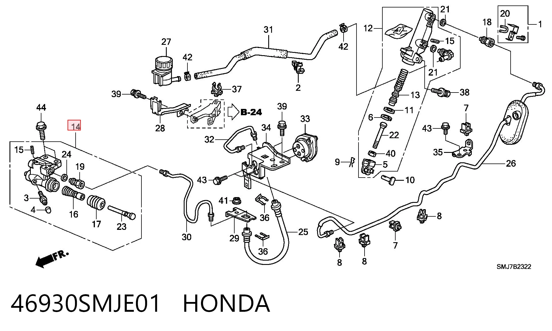 46930SMJE01 Honda Рабочий цилиндр