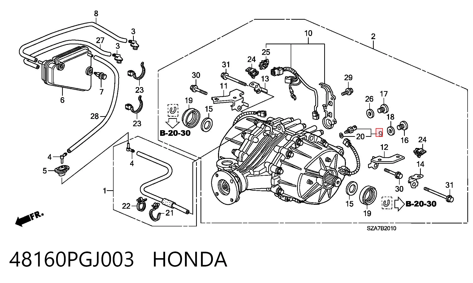 48160PGJ003 Honda Датчик температуры масла заднего моста