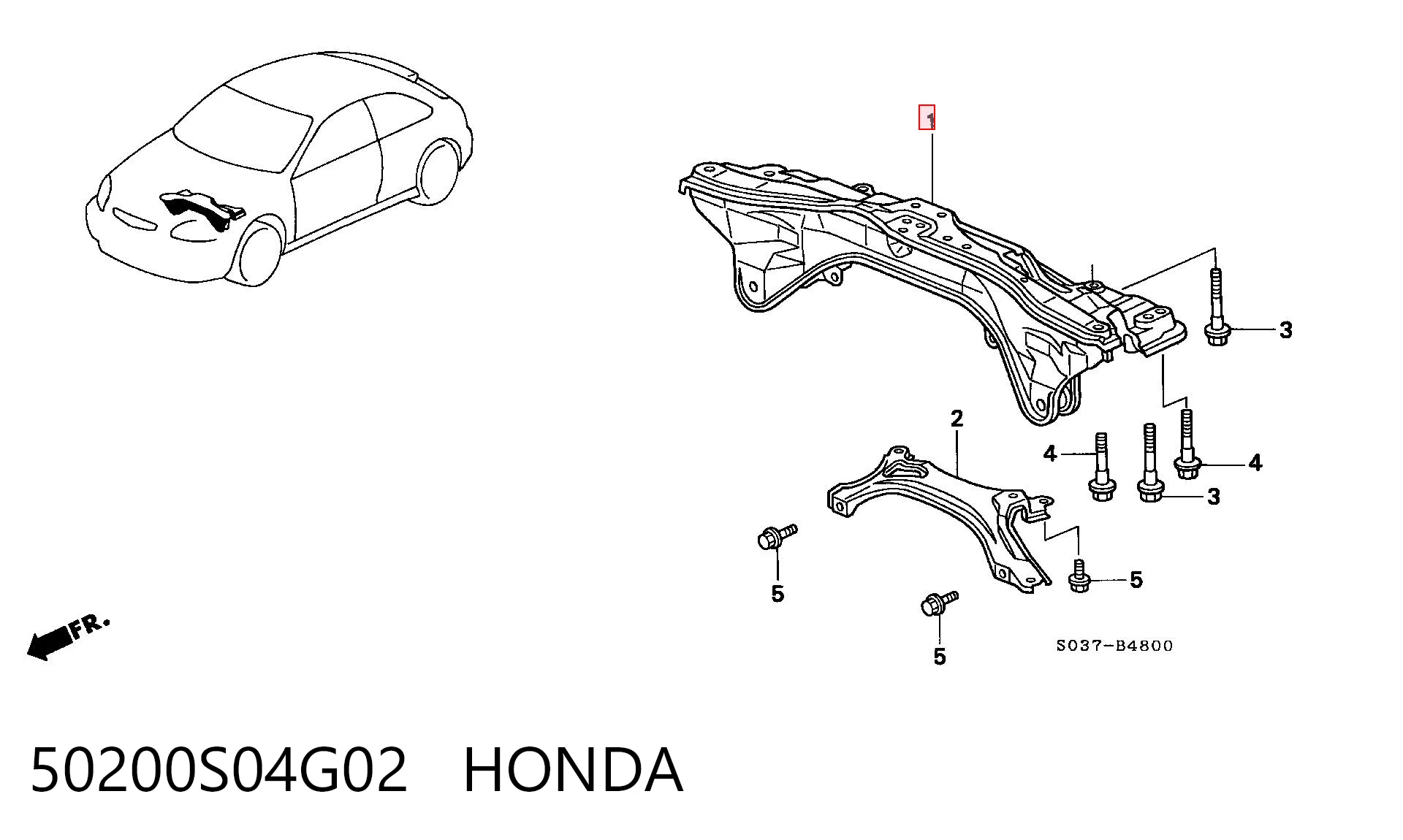 Балка передней подвески (подрамник) Honda Civic 6 EJ9, EK3/4