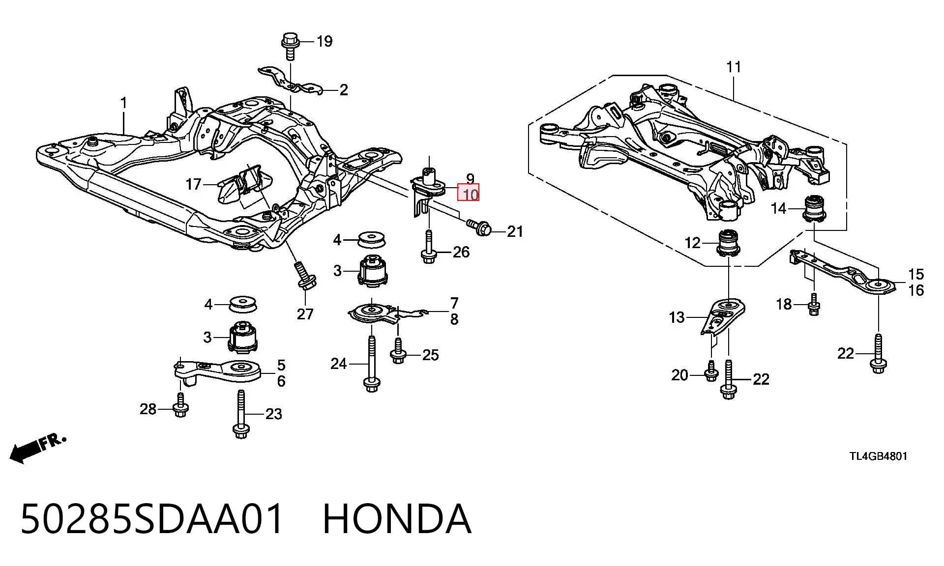 50285SDAA01 Honda Сайлентблоки передней балки