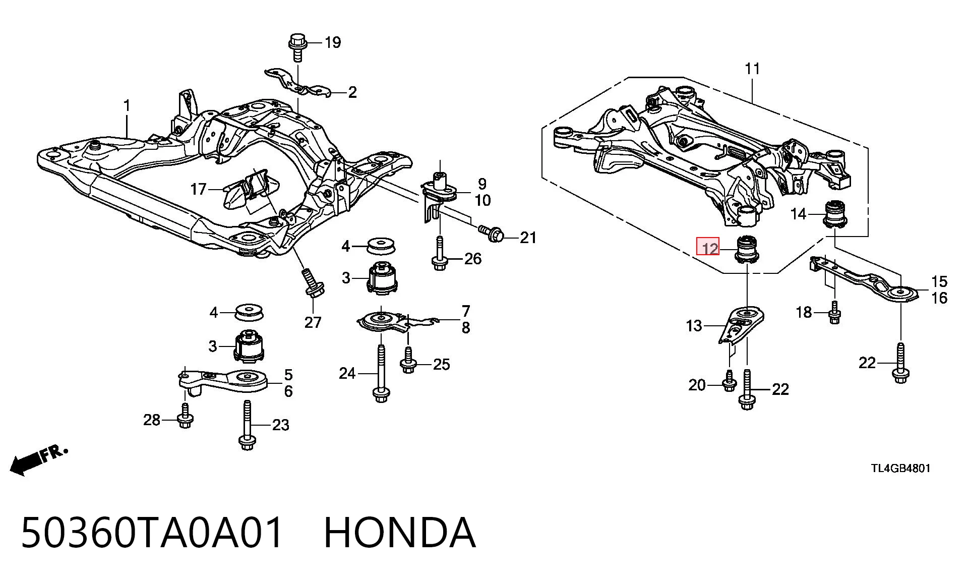  Сайлентблок задней балки Honda Accord 8