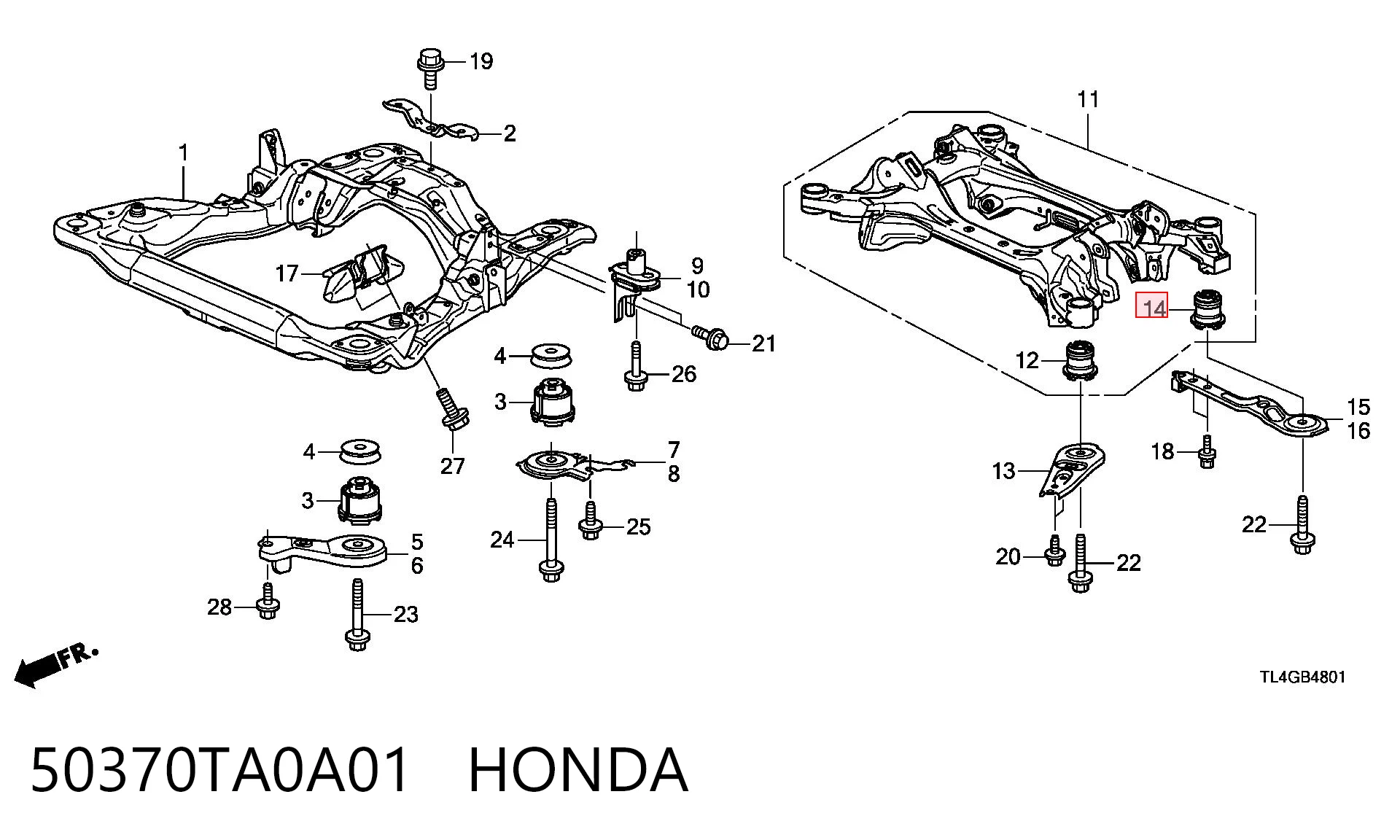 Сайлентблок балки моста на Honda Accord VIII CU
