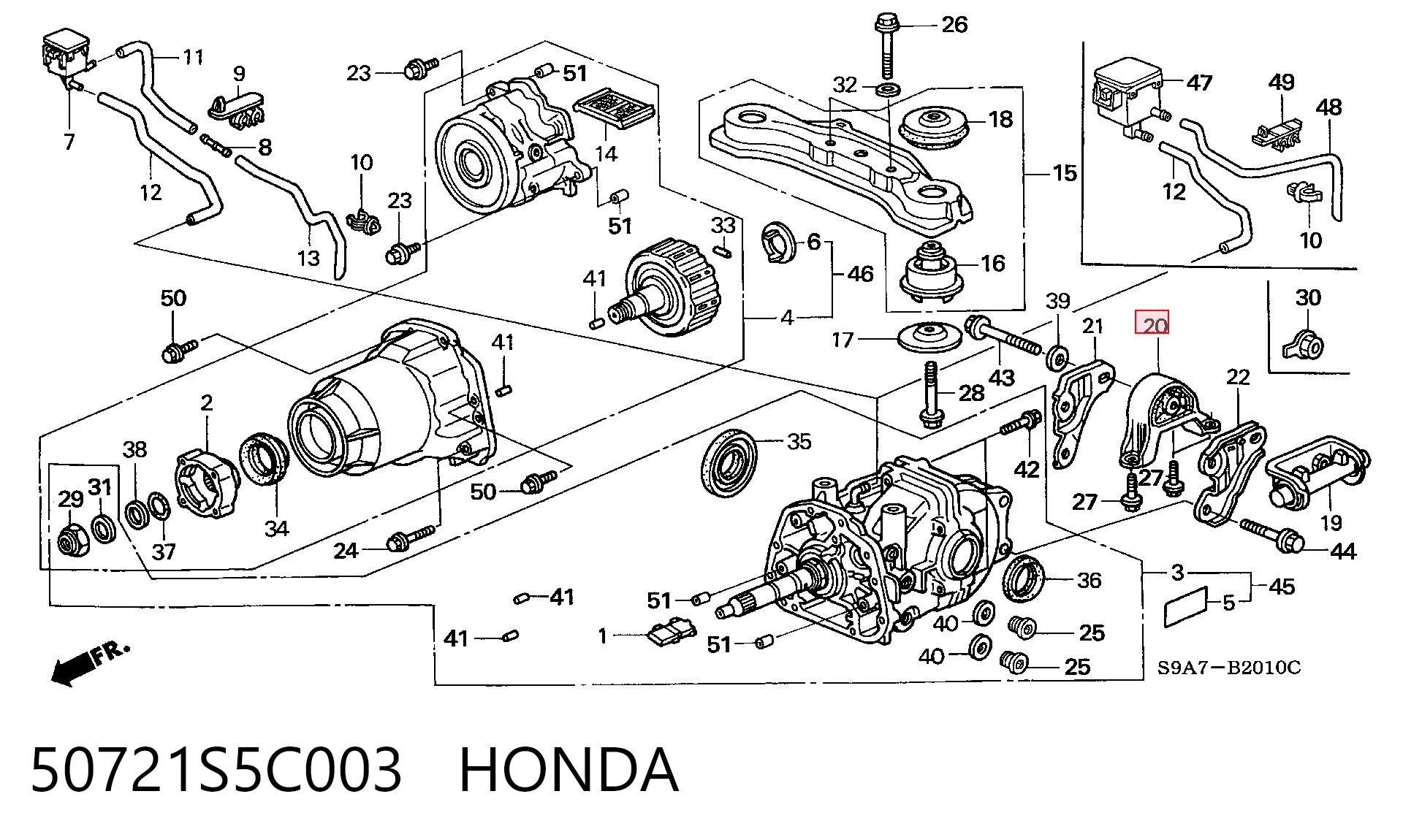 50721S5C003 Honda Сайлентблок (подушка) редуктора заднего моста передний