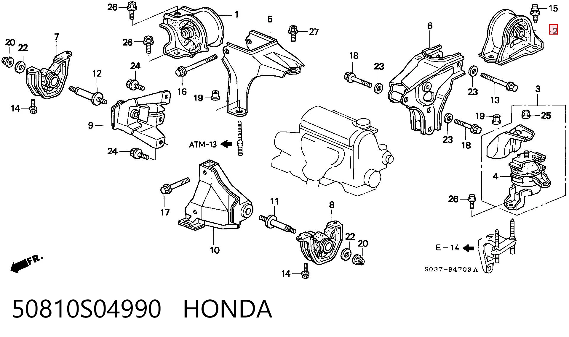 50810S04990 Honda Задняя подушка двигателя