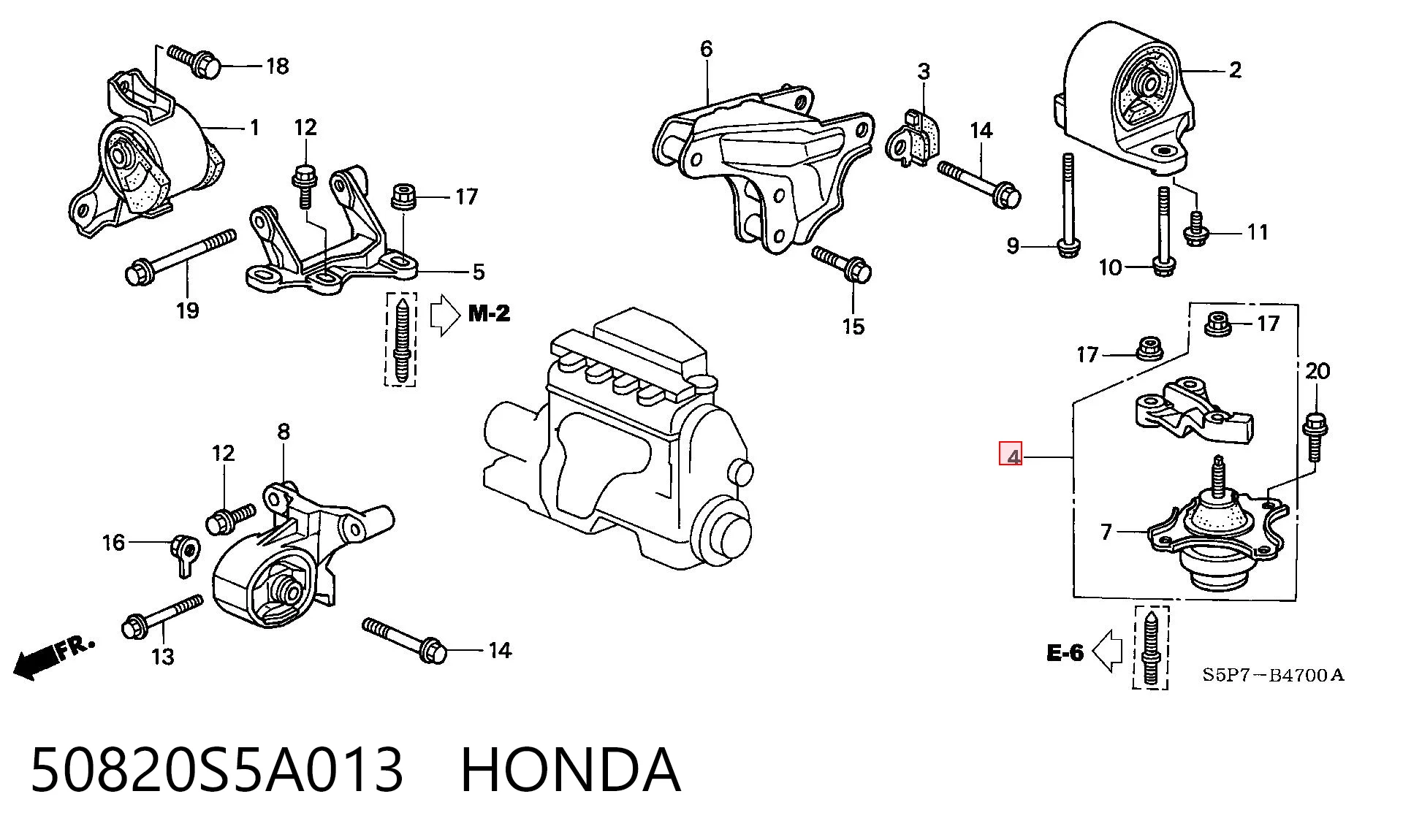 50820S5A013 Honda Подушка (опора) двигателя, левая