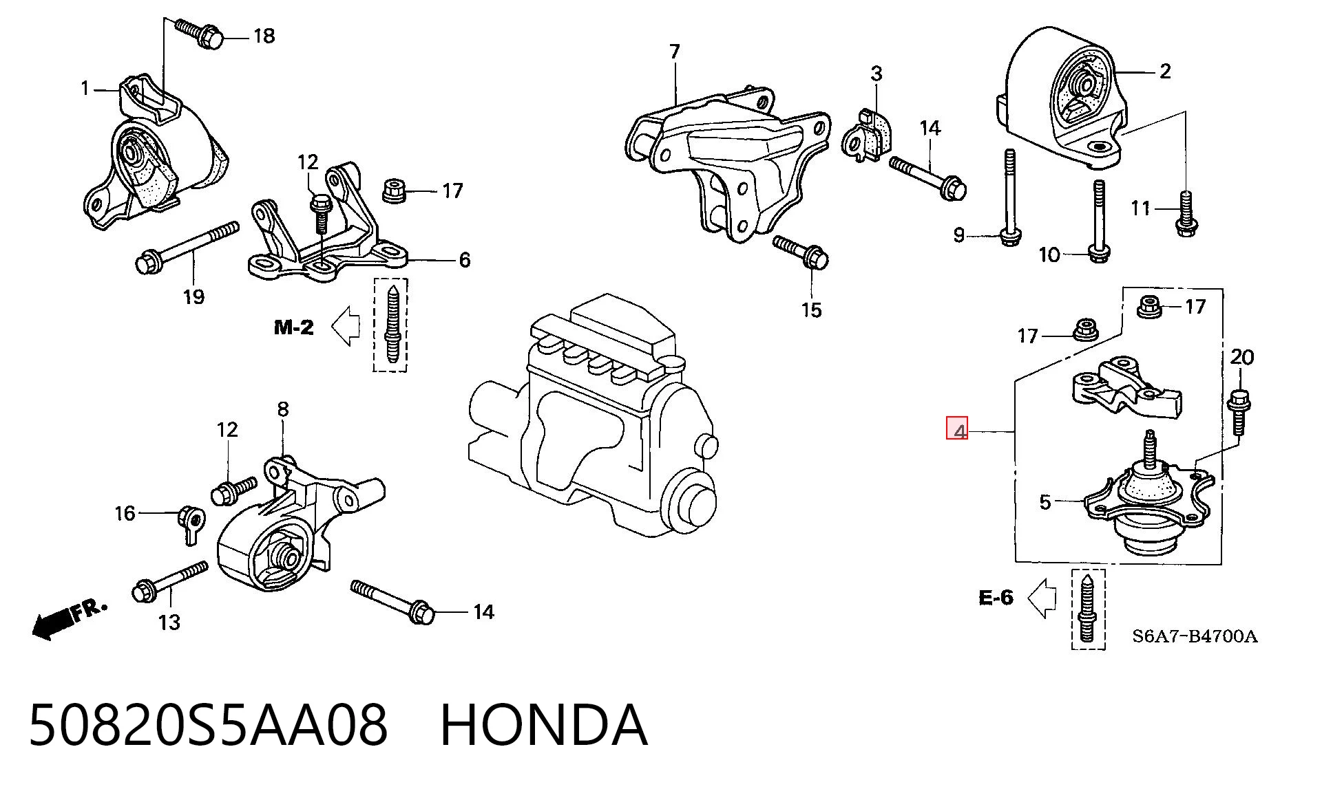 50820S5AA08 Honda Подушка (опора) двигателя, левая