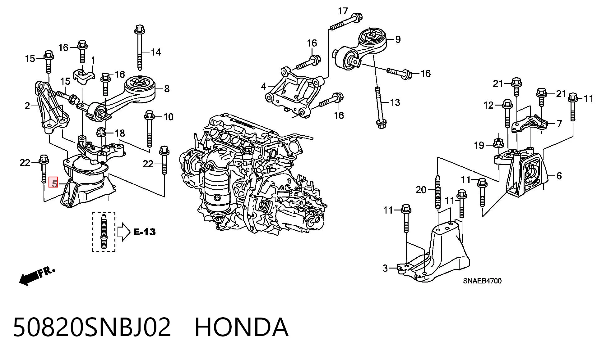 50820SNBJ02 Honda Подушка (опора) двигателя правая нижняя