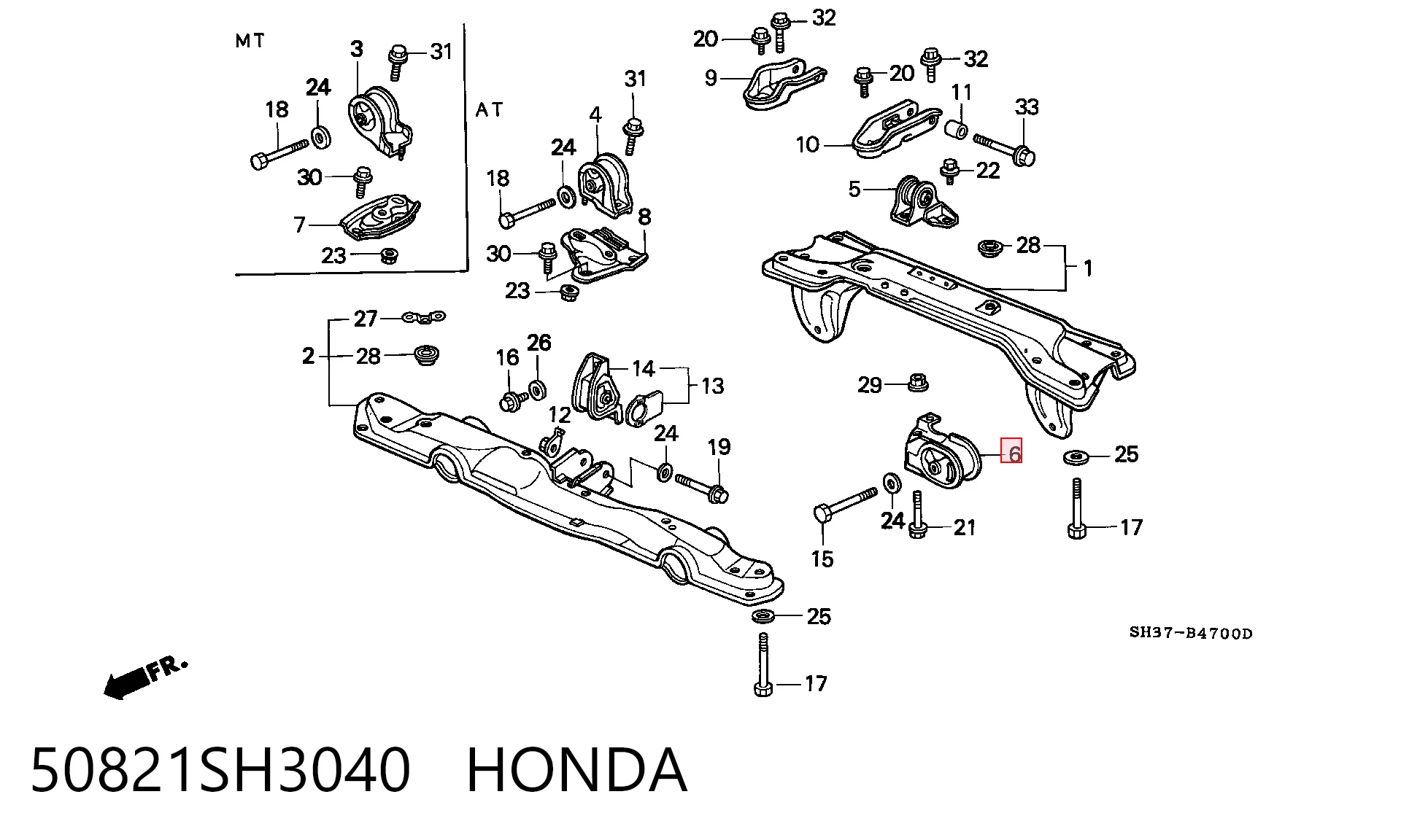 50821SH3040 Longho Подушка (опора) двигателя, левая