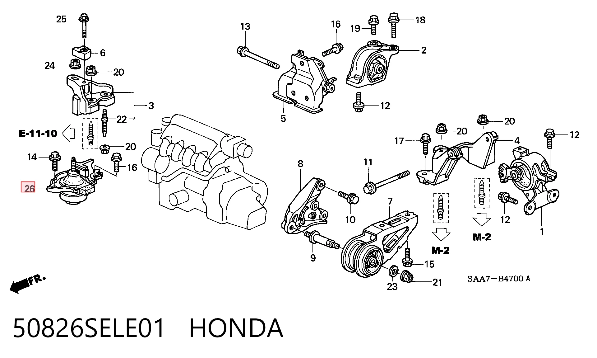 50826SELE01 Honda Правая подушка двигателя