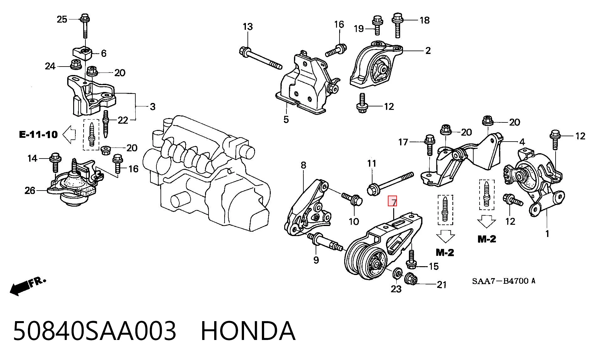 50840SAA003 Honda Подушка передней опоры двигателя