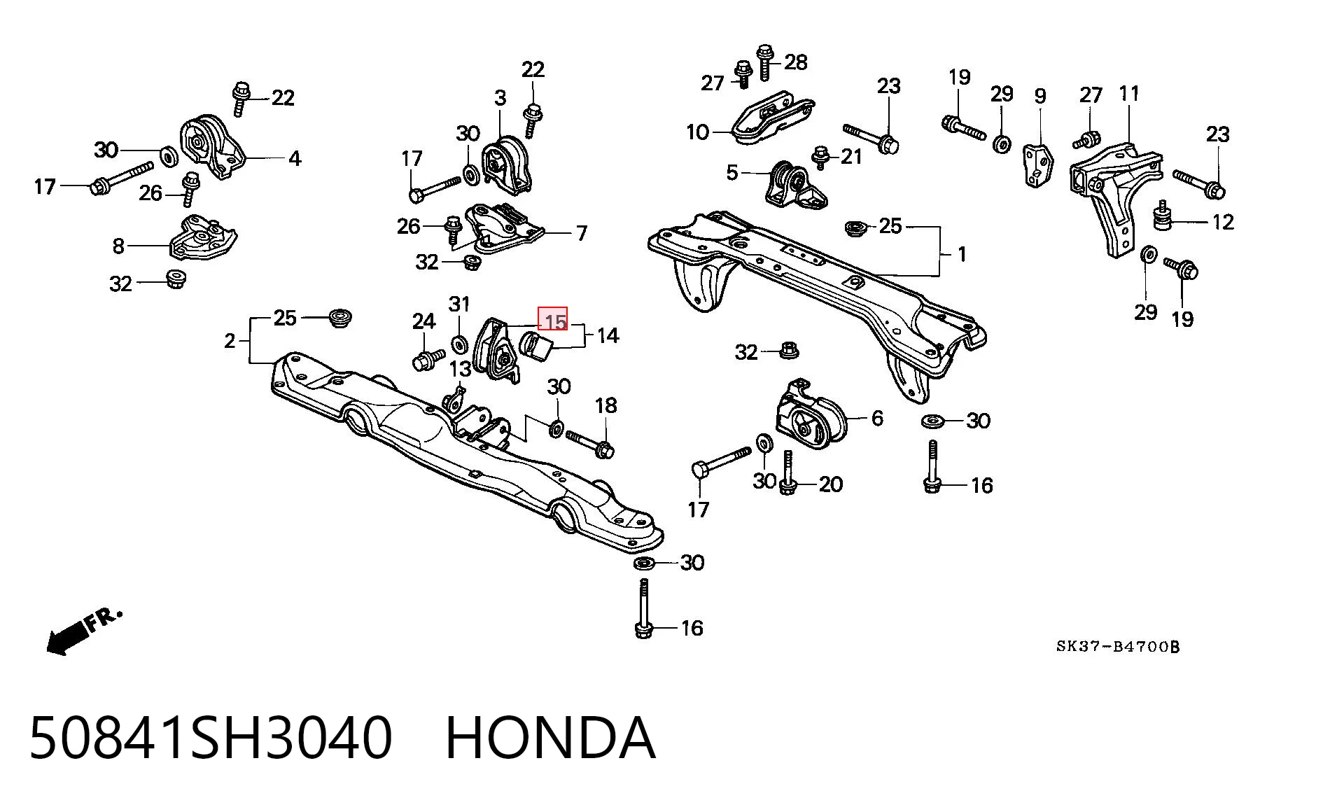 50841SH3040 Honda Подушка передней опоры двигателя