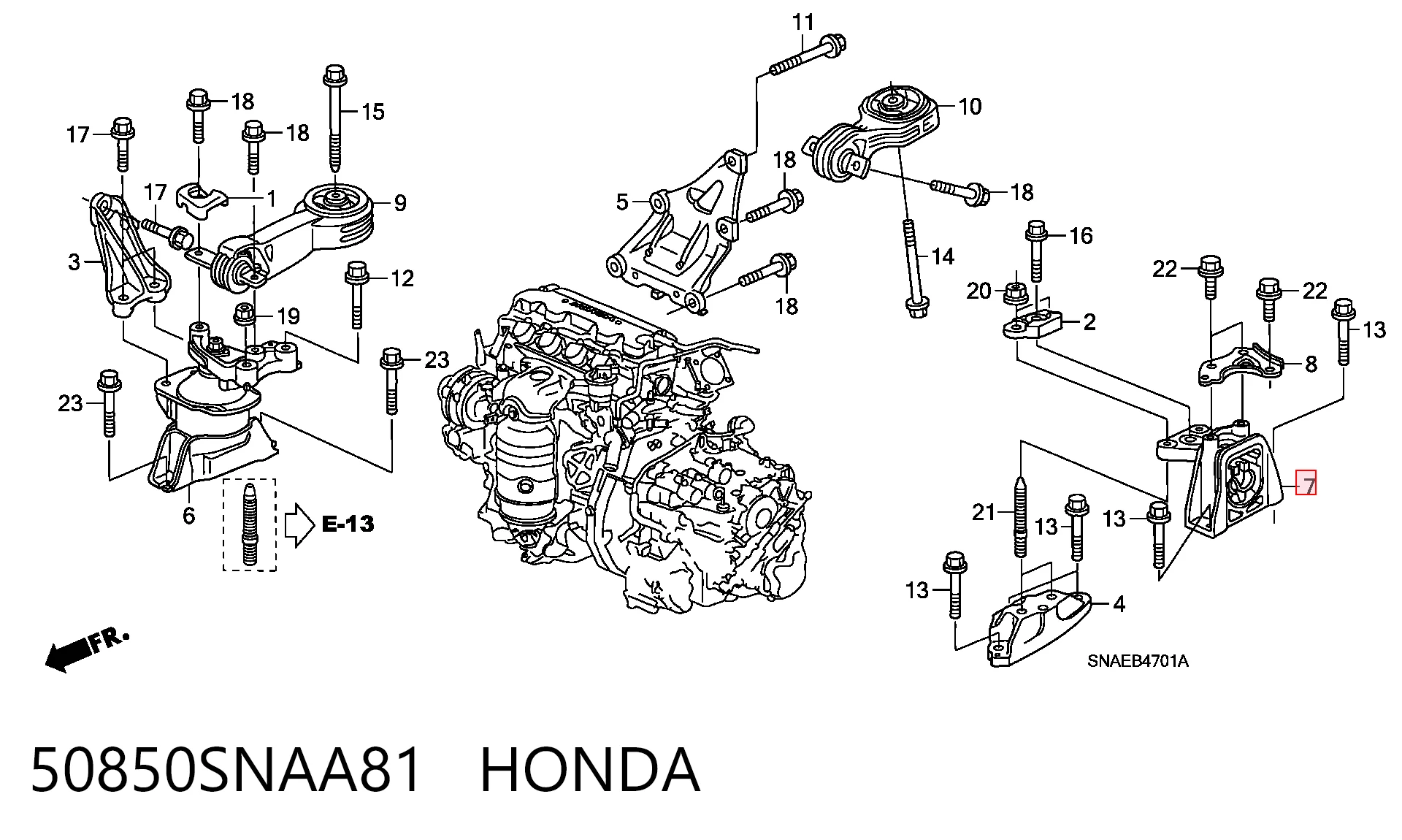 50850SNAA81 Honda Подушка (опора) двигателя, левая