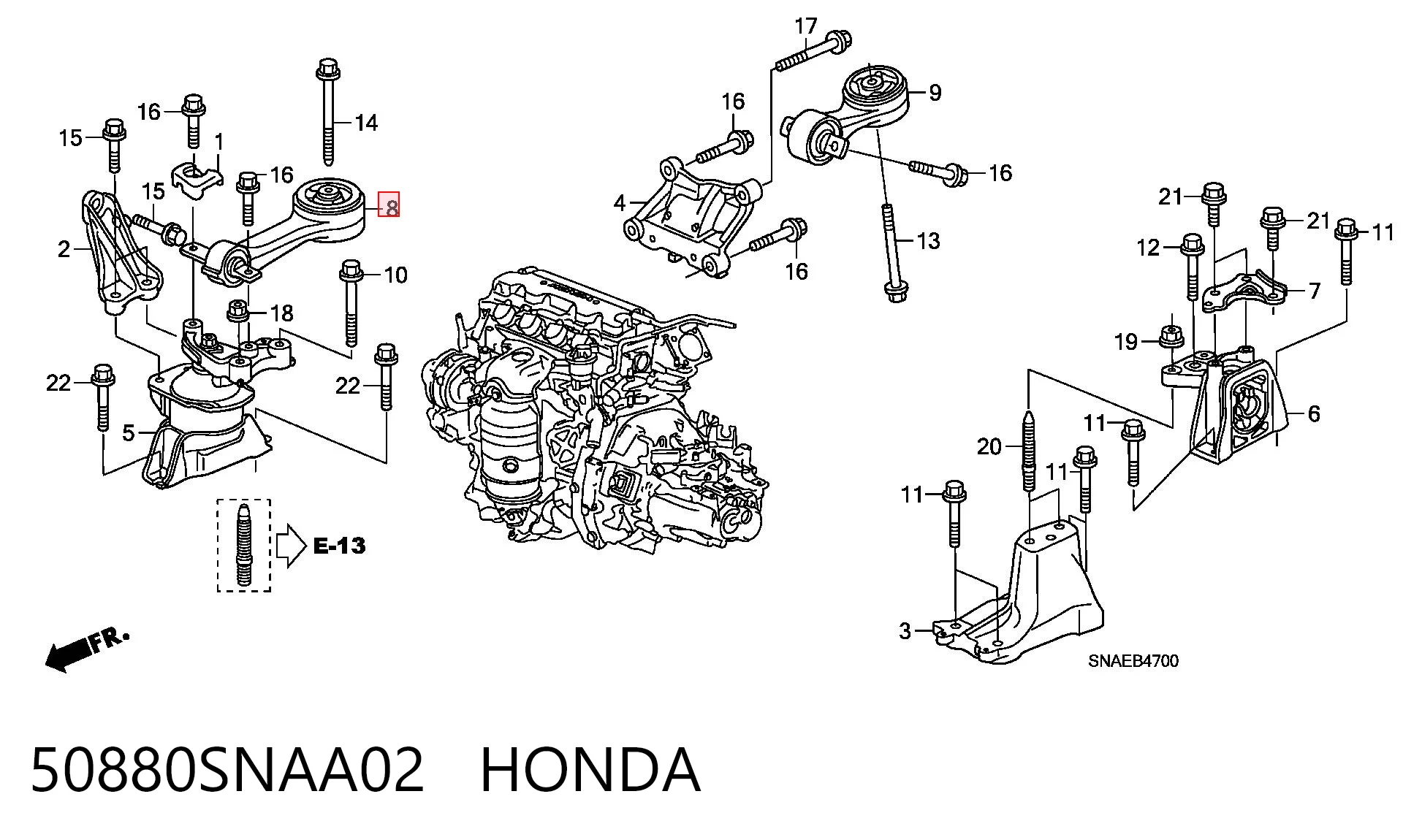 50880SNAA02 Honda Опора двигателя правая верхняя