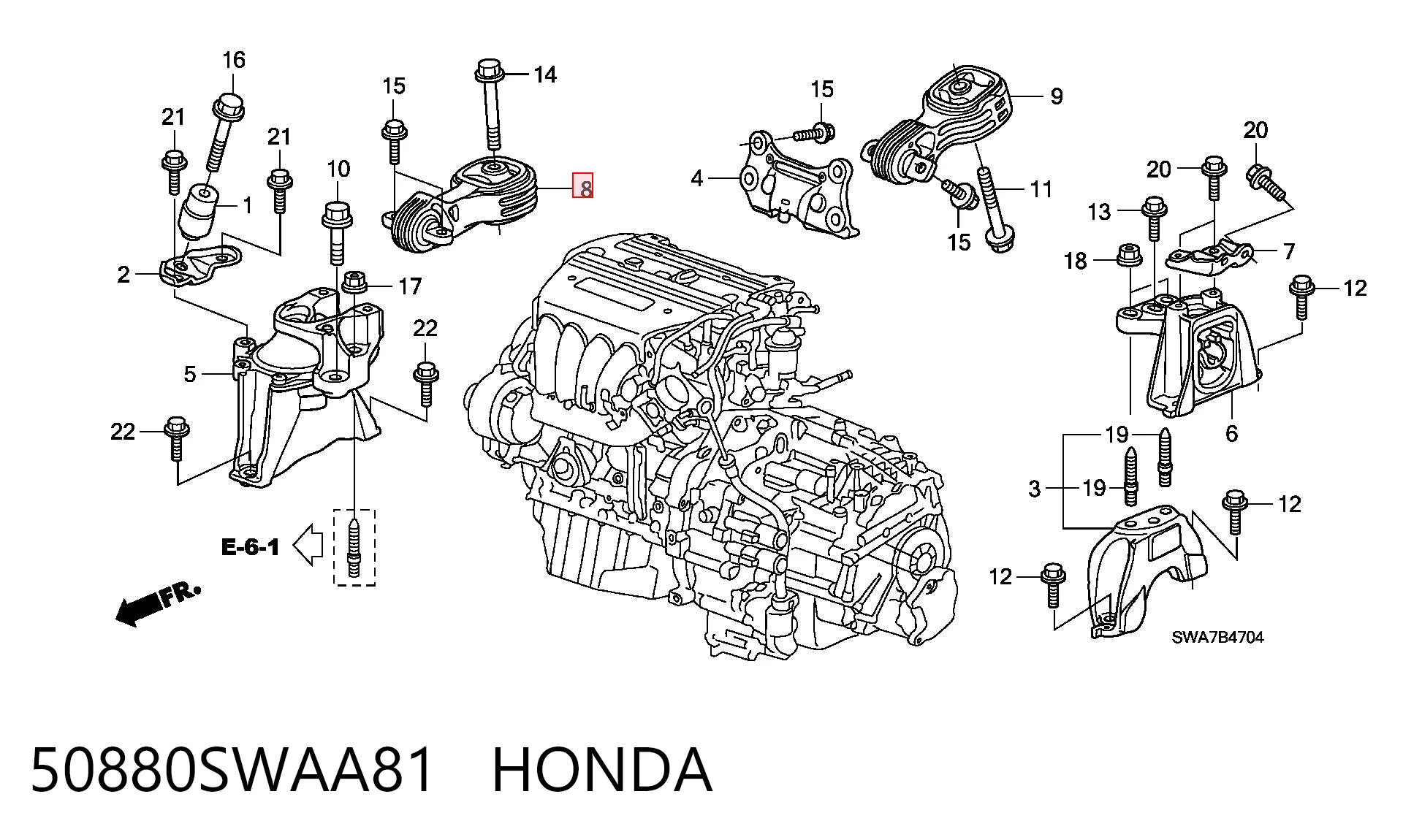 50880SWAA81 Honda Подушка (опора) двигателя, верхняя
