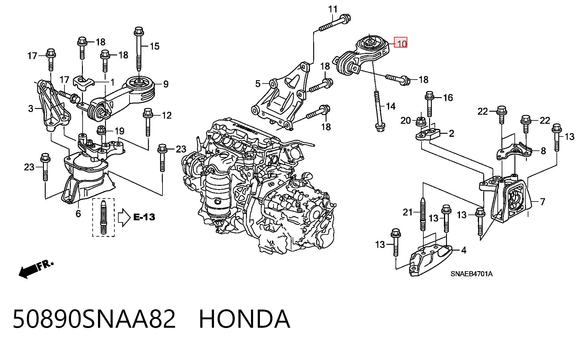 50890SNAA82 Honda Задняя подушка двигателя