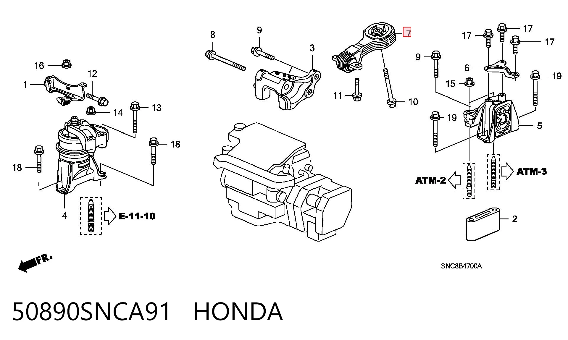 Задняя опора двигателя SAT ST50890SNCA91 цена, от 77.62 USD