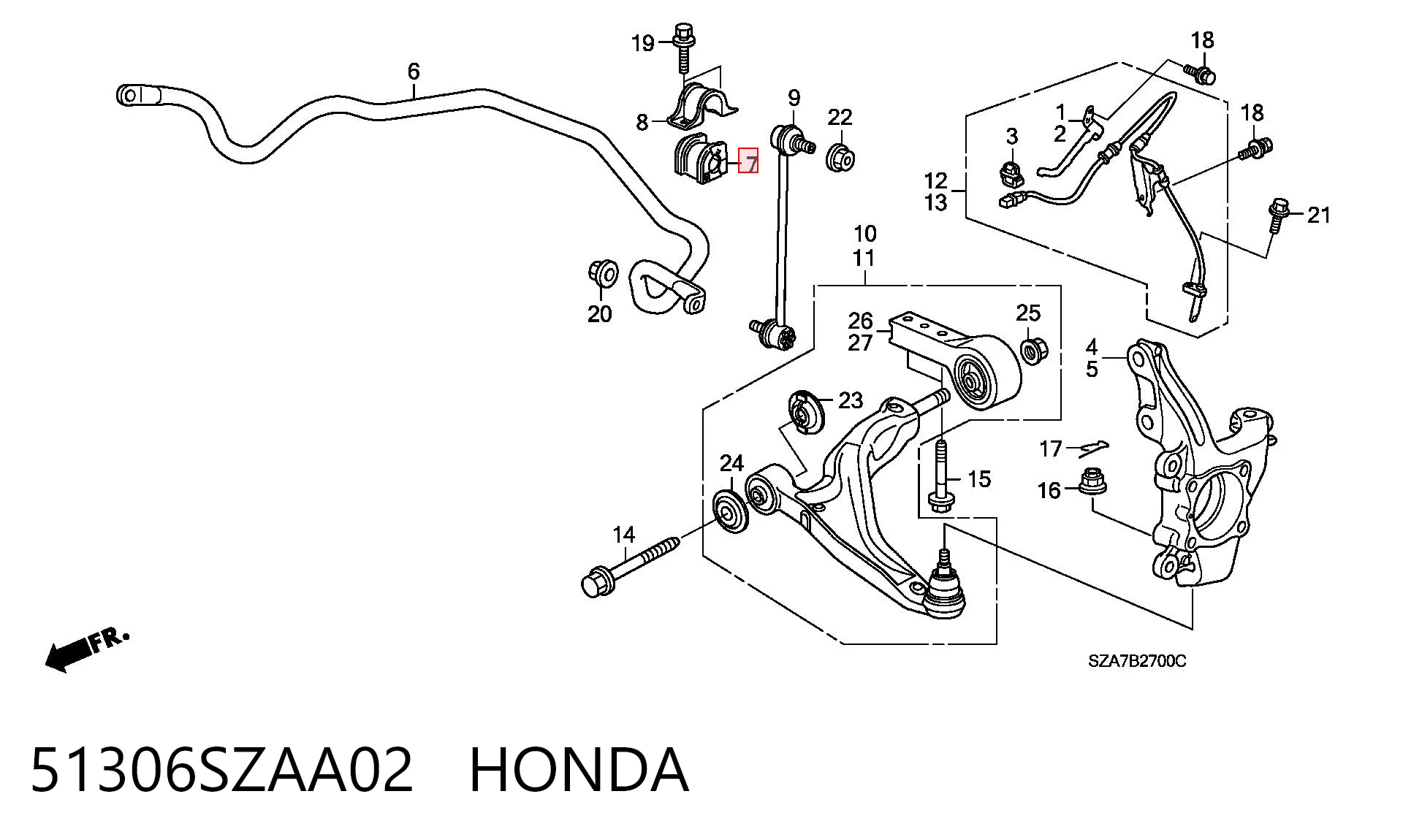 51306SZAA02 Honda Разрезная втулка стабилизатора