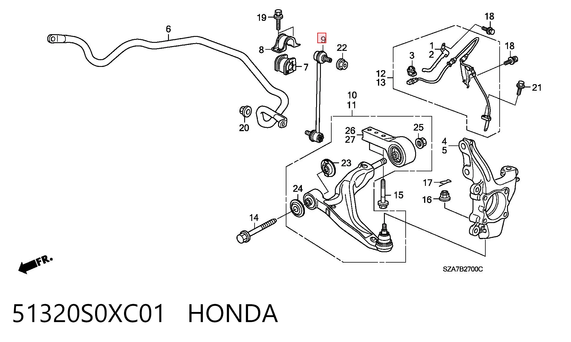 51320S0XC01 Honda Стойка переднего стабилизатора