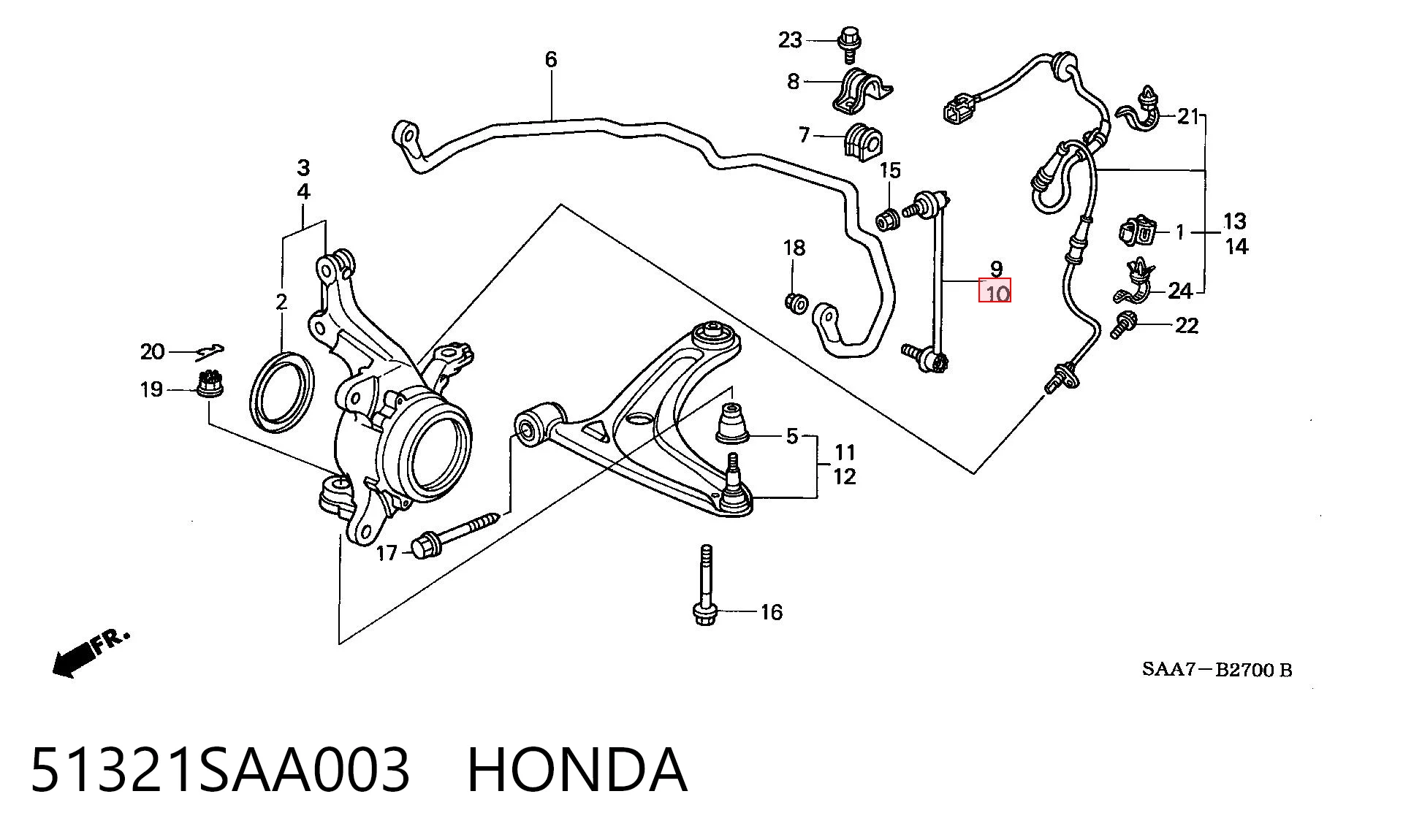 51321SAA003 Honda Тяжка стабилизатора, переднего, левая