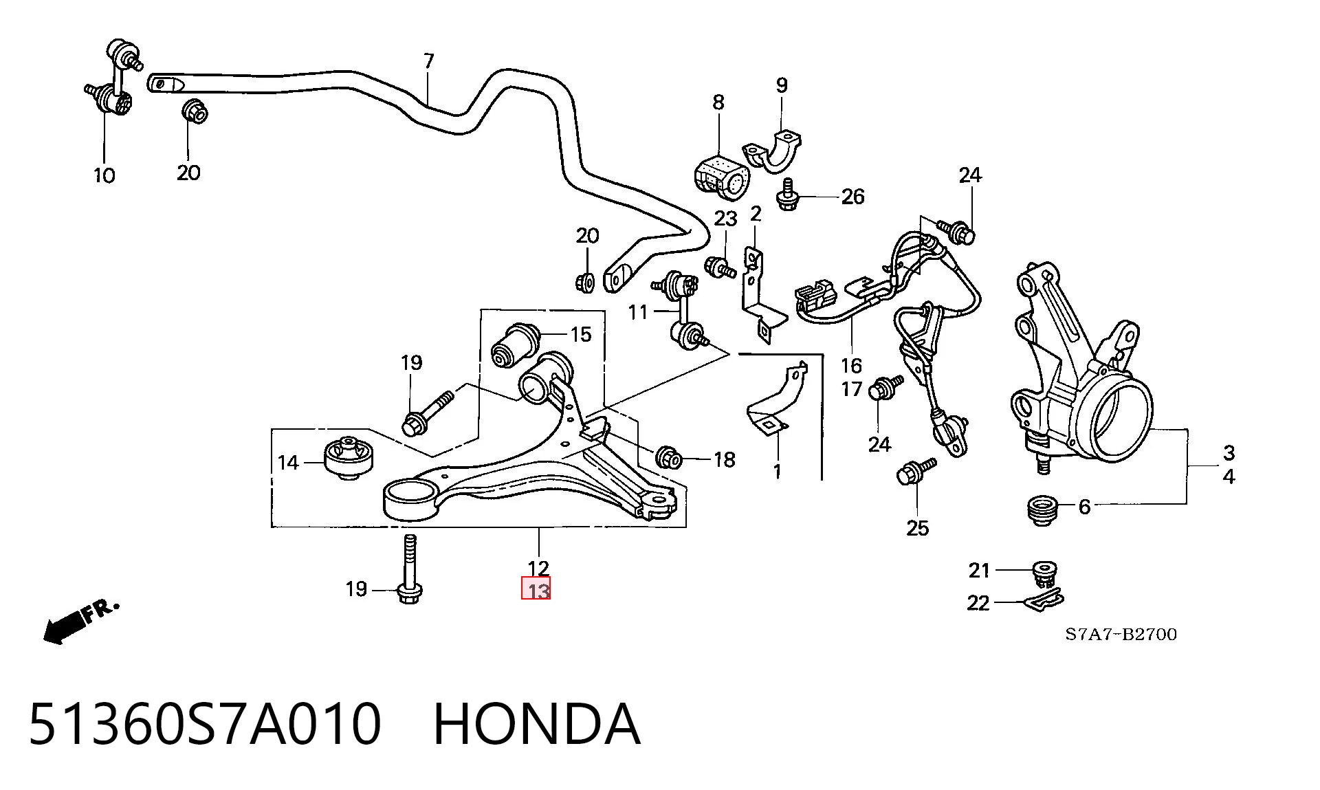 Левый рычаг передней нижней подвески Honda STREAM минивэн (RN) (2001 - 2006) цена, от 46.72 USD