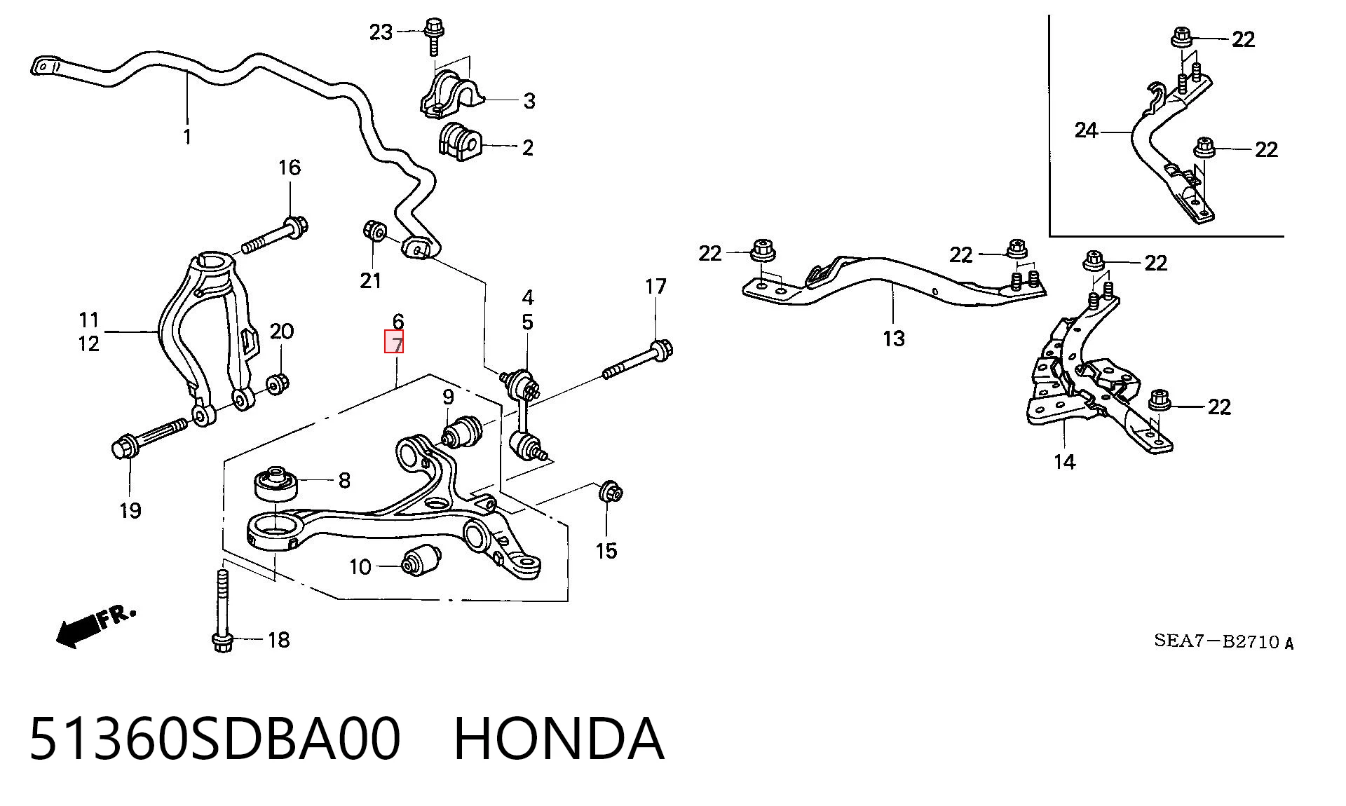 51360SDBA00 Honda Рычаг передней подвески нижний левый