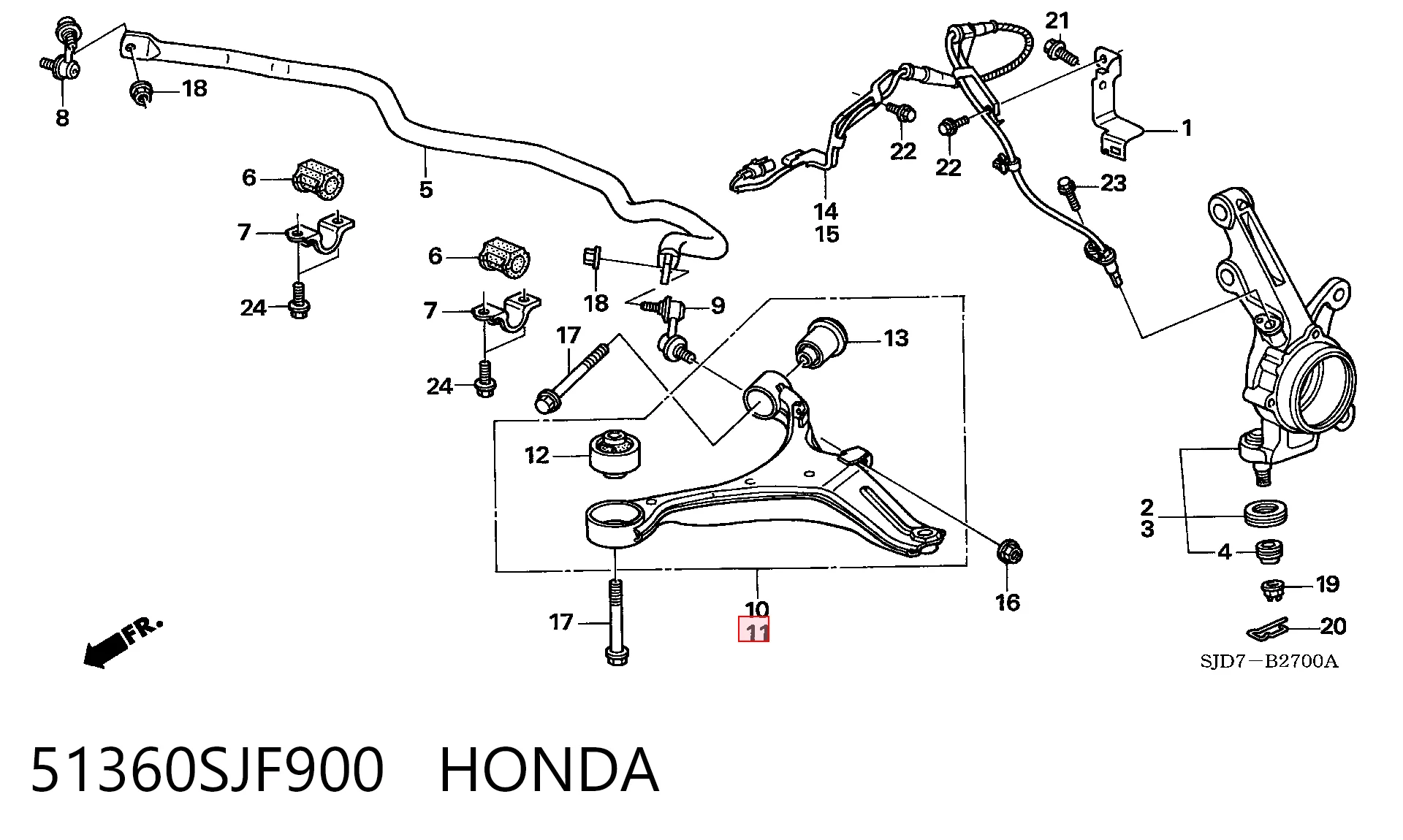 Левый рычаг передней нижней подвески Honda FR-V хэтчбек (BE) (2005 - 2026) цена, от 103.33 USD