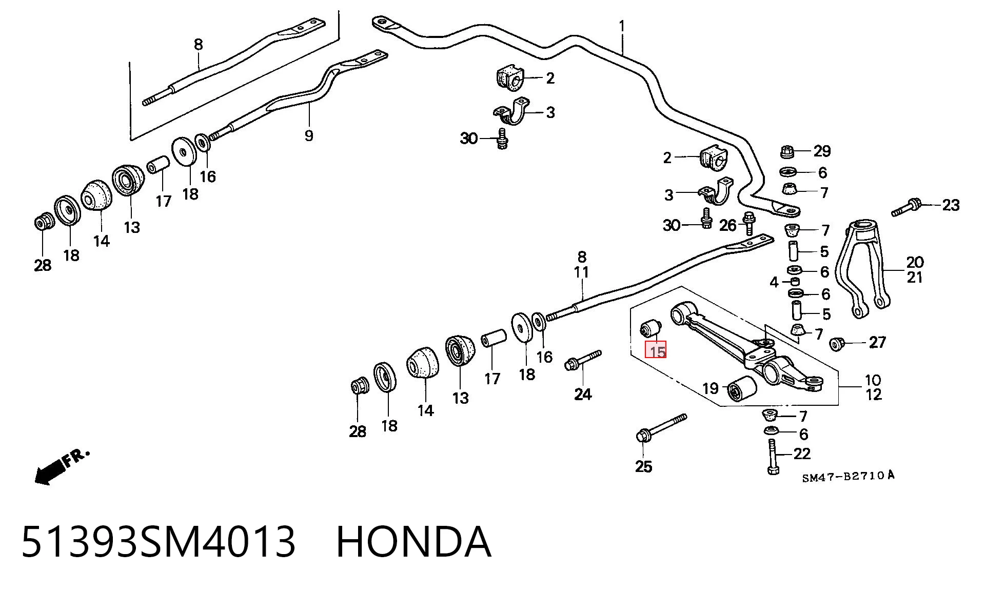Сайлентблок передней подвески Honda Accord V седан (CE, CF) (1996 - 1998) цена, от 5.45 USD