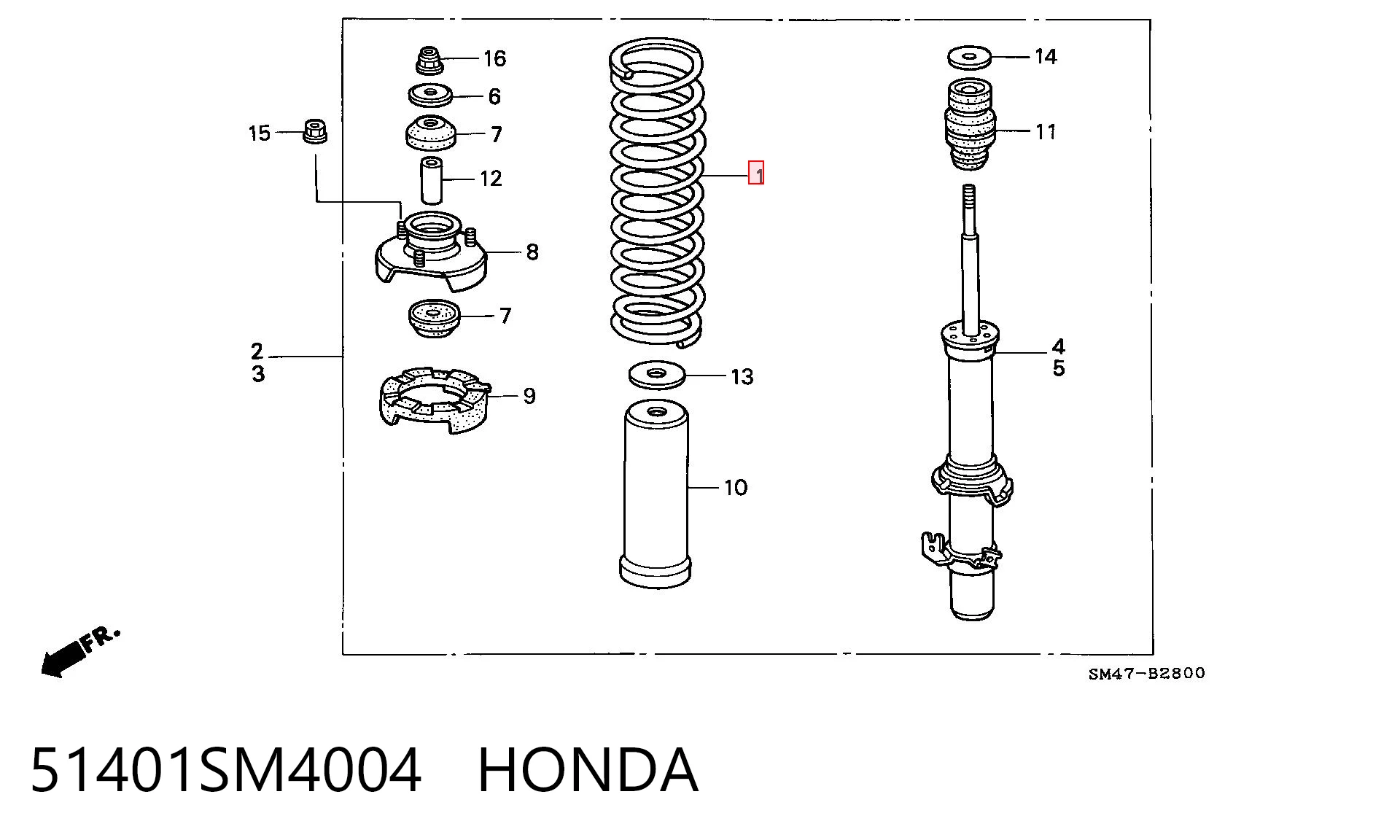  Передняя пружина Honda Accord 4