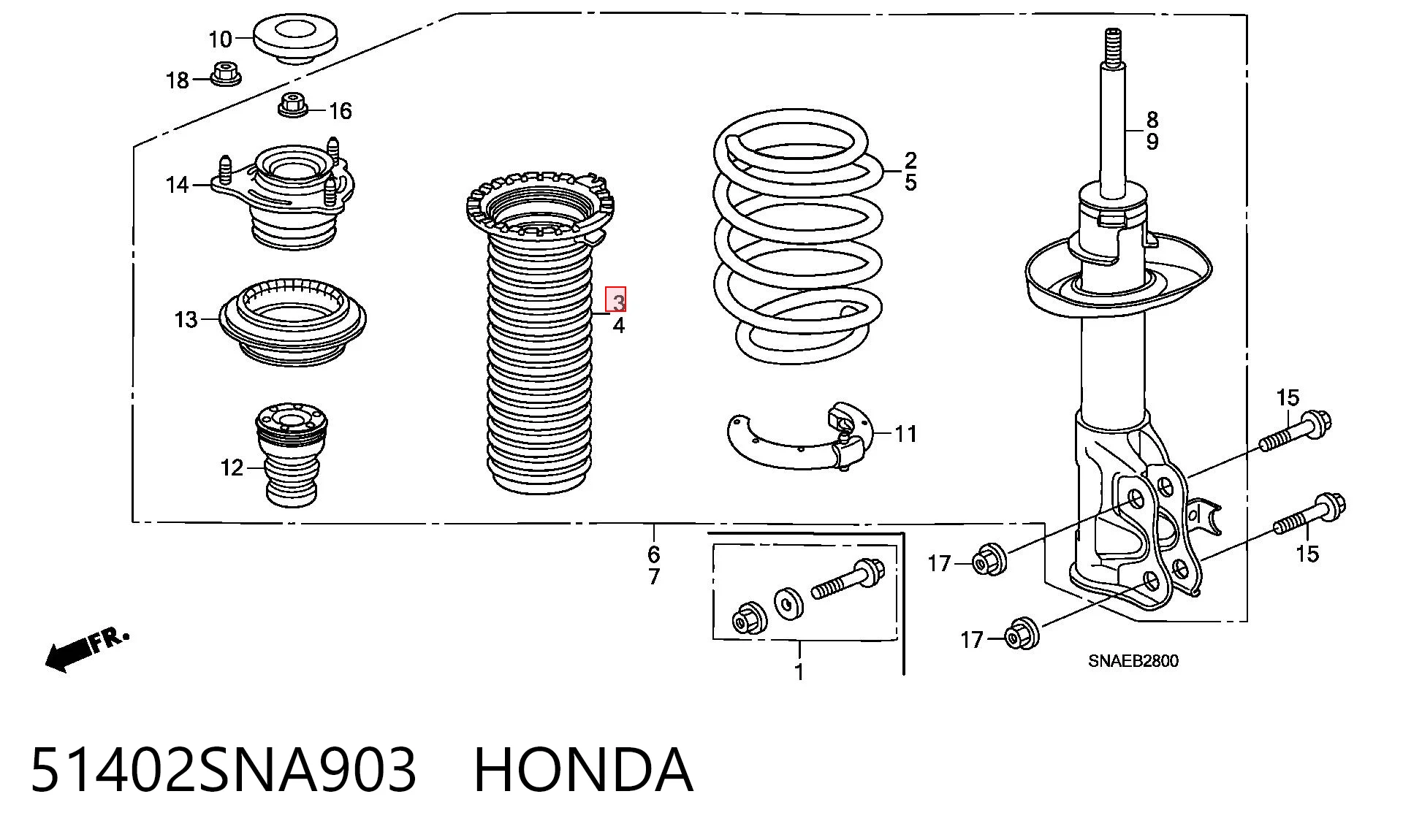 51402SNA903 Honda Пыльник стойки передней
