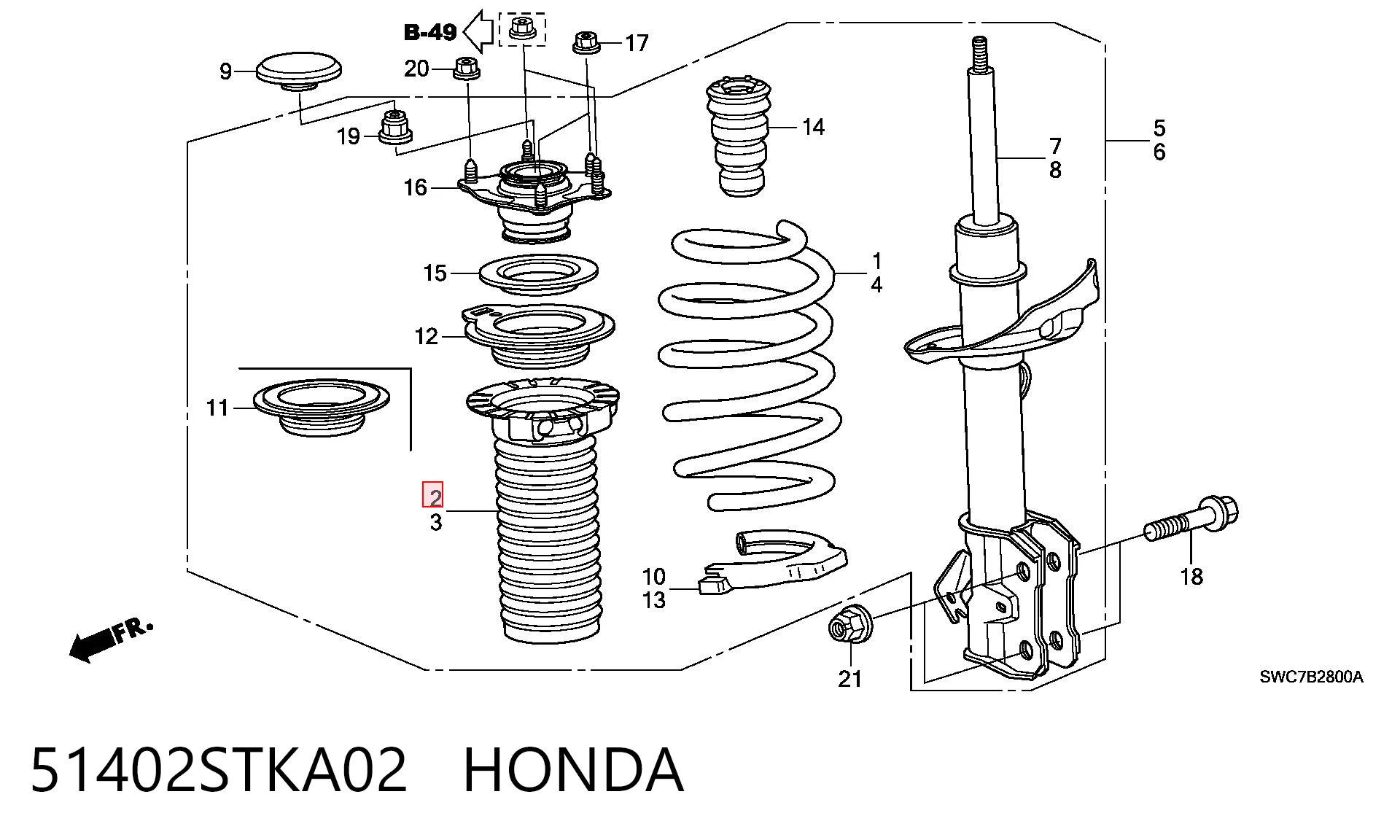 51402STKA02 Honda Пыльник стойки передней