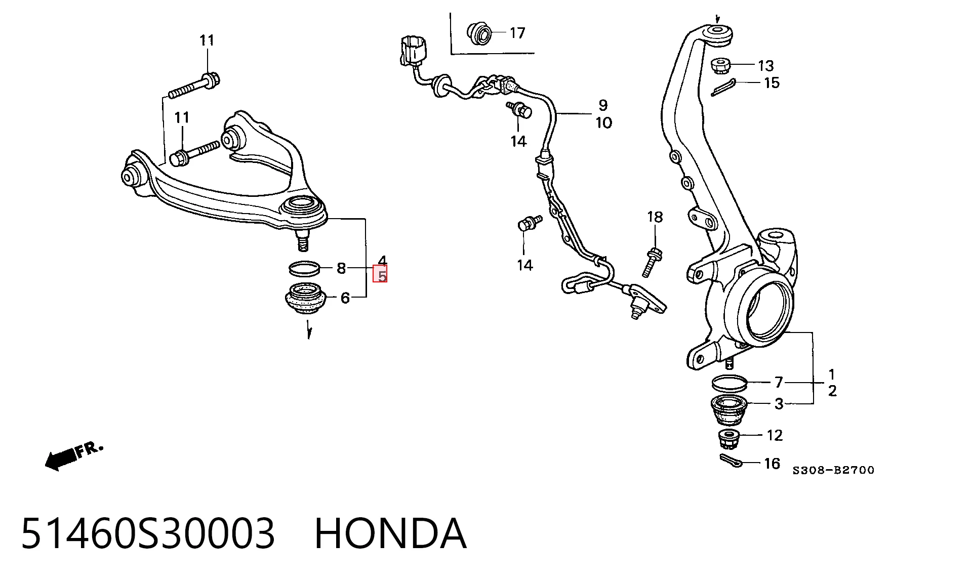 51460S30003 SH Auto Parts Рычаг передней подвески верхний левый