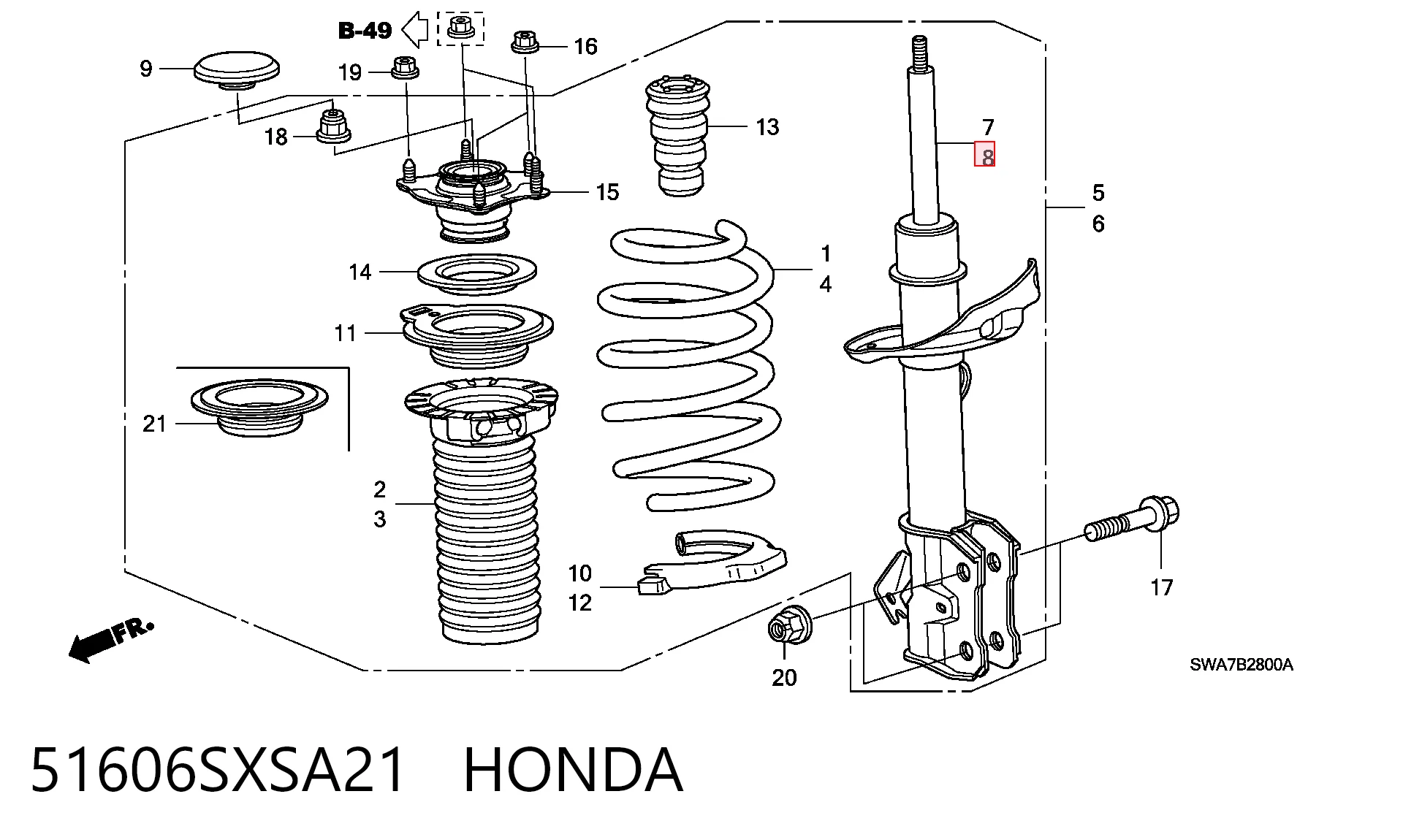 51606SXSA21 Honda Амортизатор передний левый