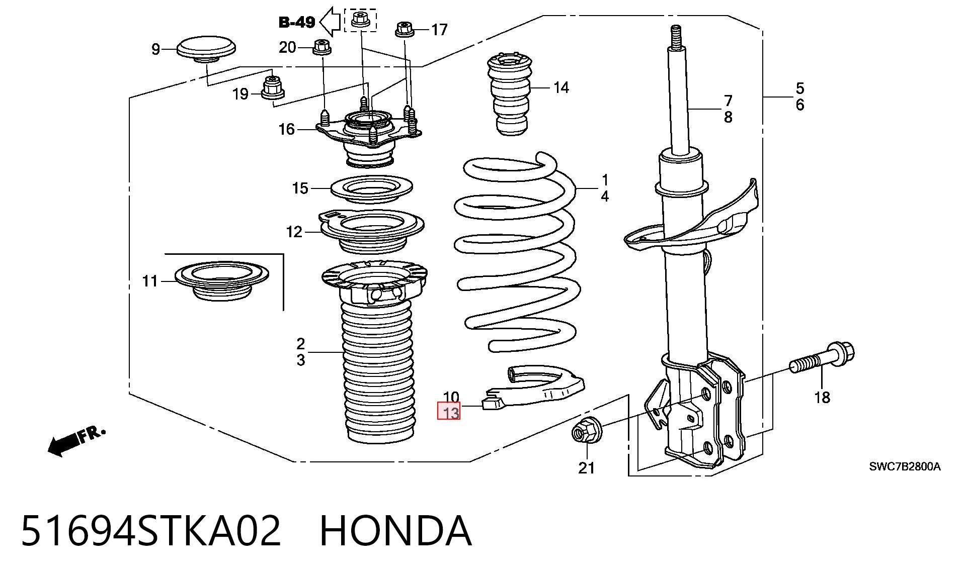 51694STKA02 Honda Проставка (резиновое кольцо) пружины передней нижняя