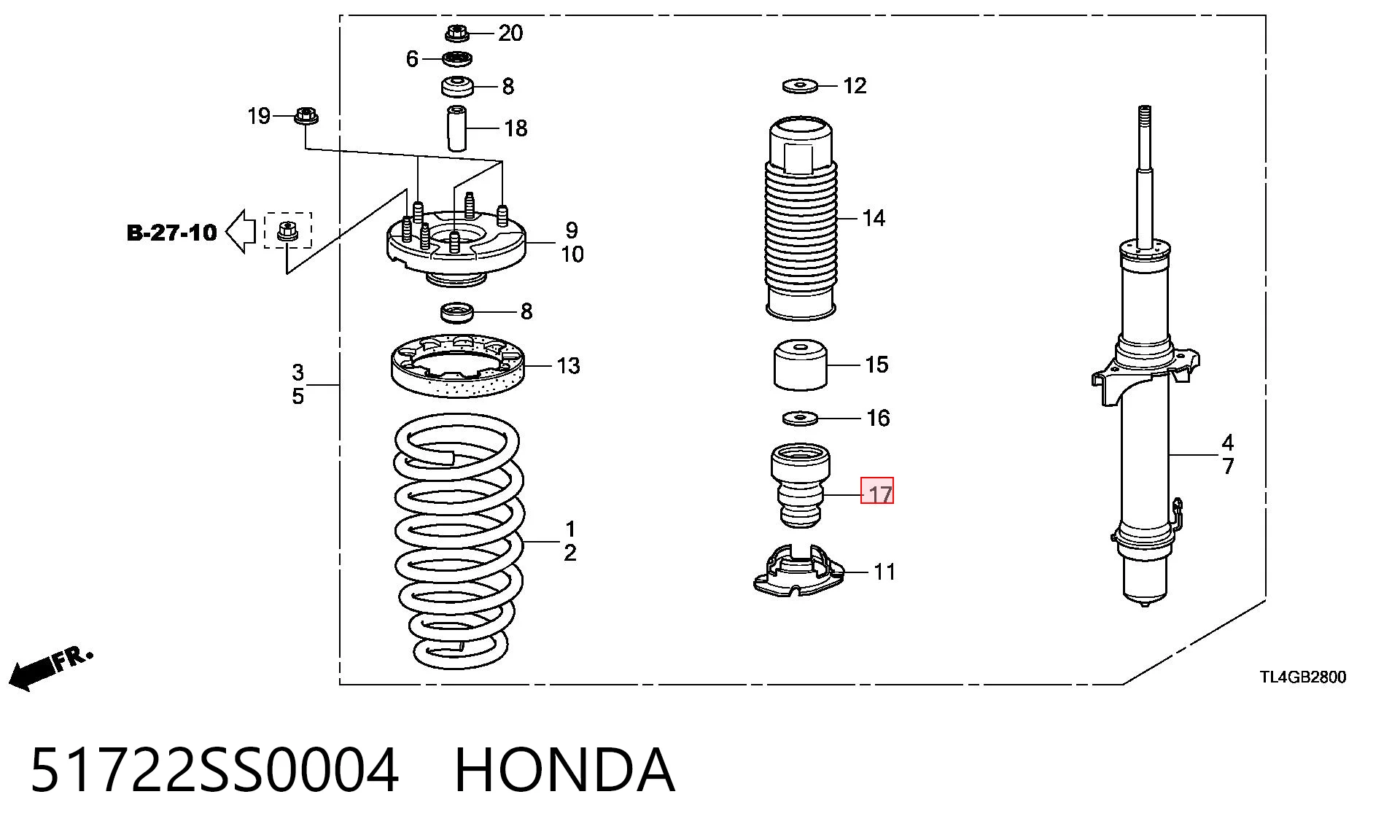 51722SS0004 Honda Буфер амортизатора переднего