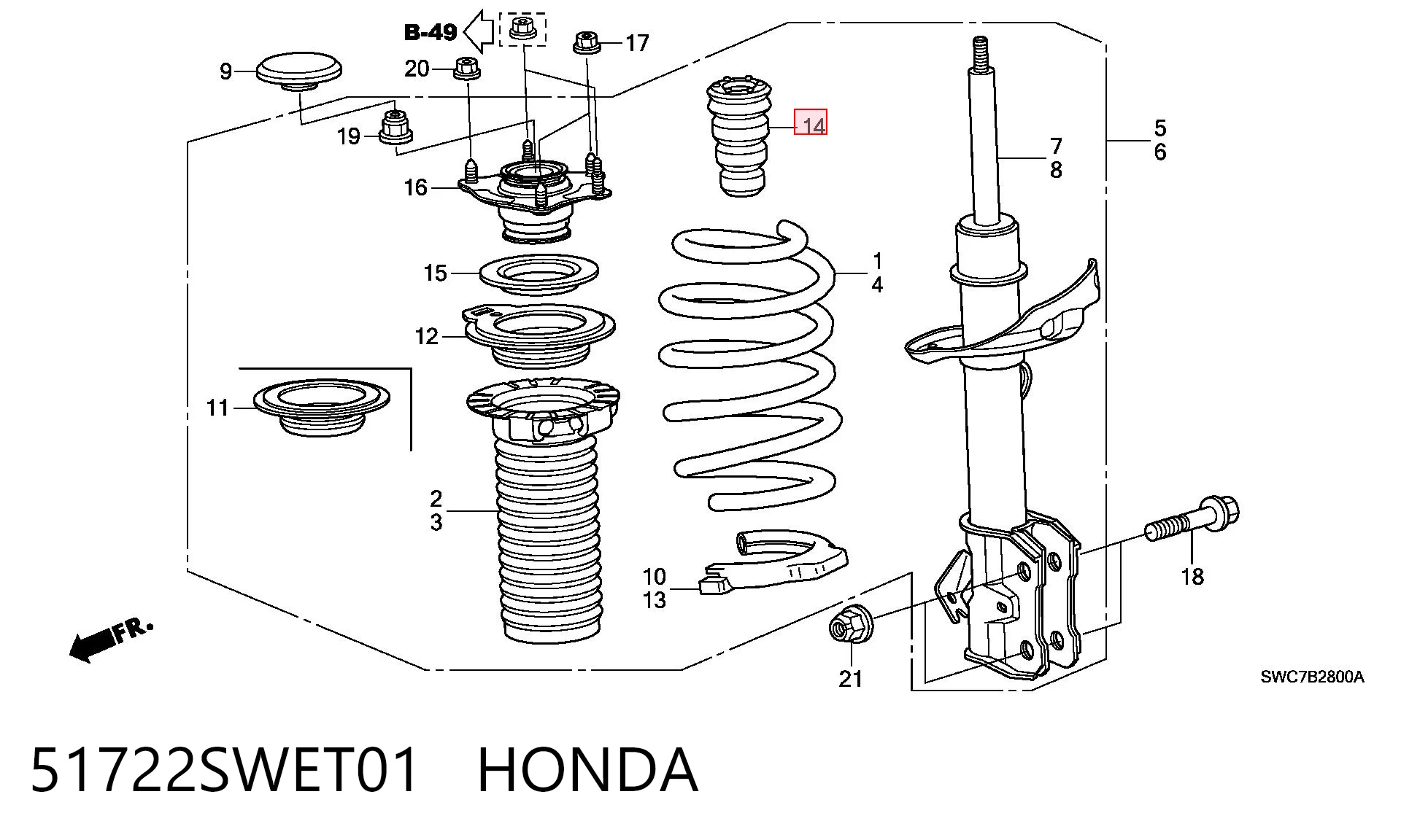 51722SWET01 Honda Буфер амортизатора переднего