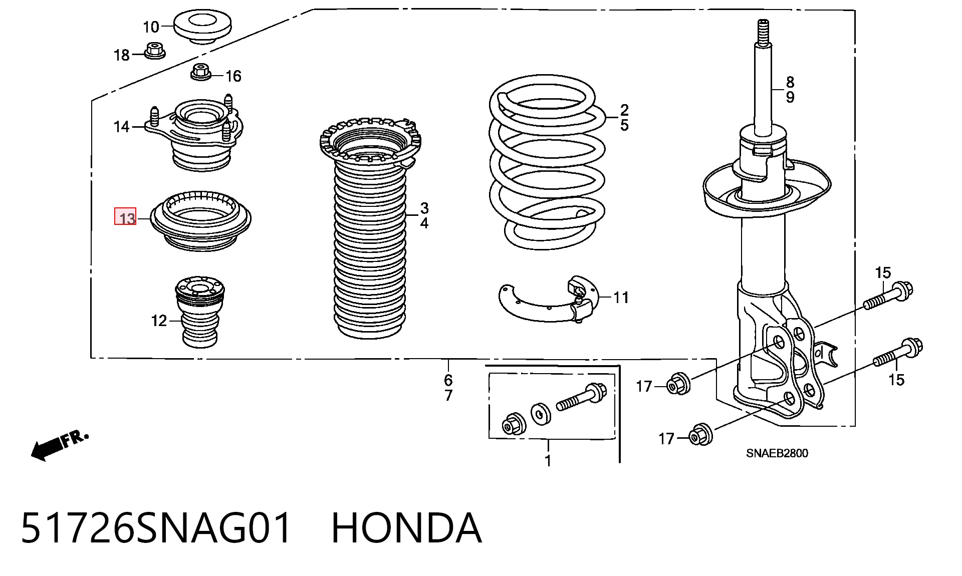 51726SNAG01 Honda Подшипник верхней опоры